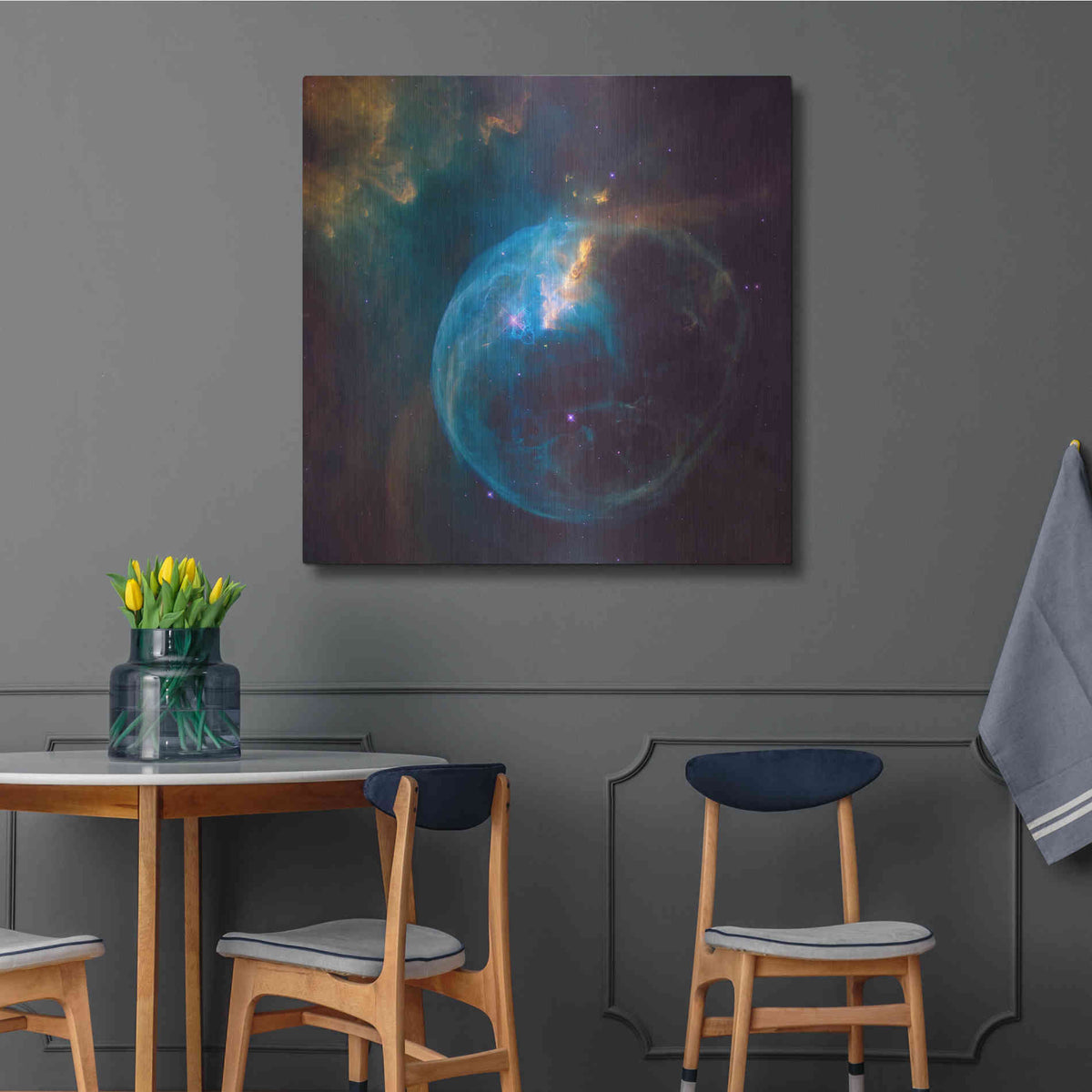 Luxe Metal Art 'Bubble Nebula' Hubble Space Telescope, Metal Wall Art,12x12