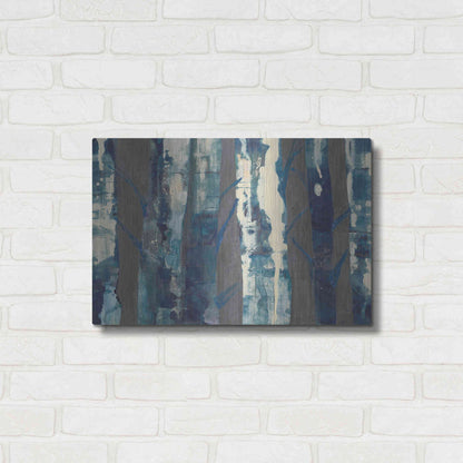 Luxe Metal Art 'Deep Woods III Indigo on Gray' by Albena Hristova, Metal Wall Art,24x16
