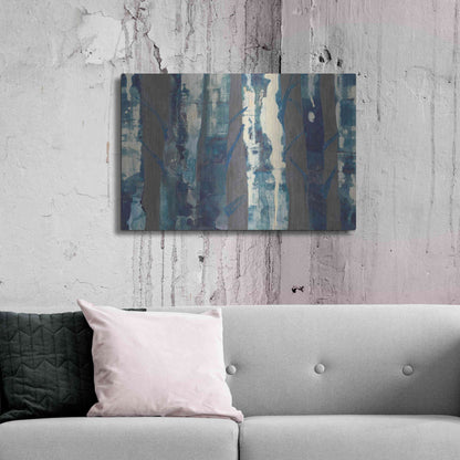 Luxe Metal Art 'Deep Woods III Indigo on Gray' by Albena Hristova, Metal Wall Art,36x24