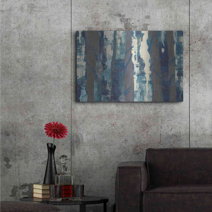 Luxe Metal Art 'Deep Woods III Indigo on Gray' by Albena Hristova, Metal Wall Art,36x24