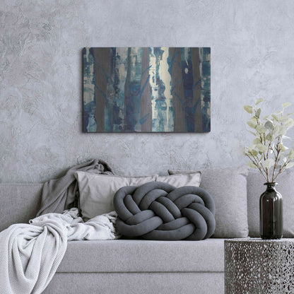 Luxe Metal Art 'Deep Woods III Indigo on Gray' by Albena Hristova, Metal Wall Art,36x24