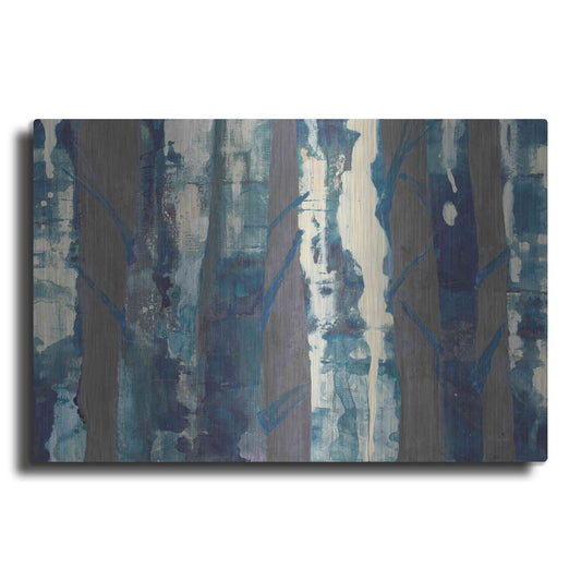 Luxe Metal Art 'Deep Woods III Indigo on Gray' by Albena Hristova, Metal Wall Art