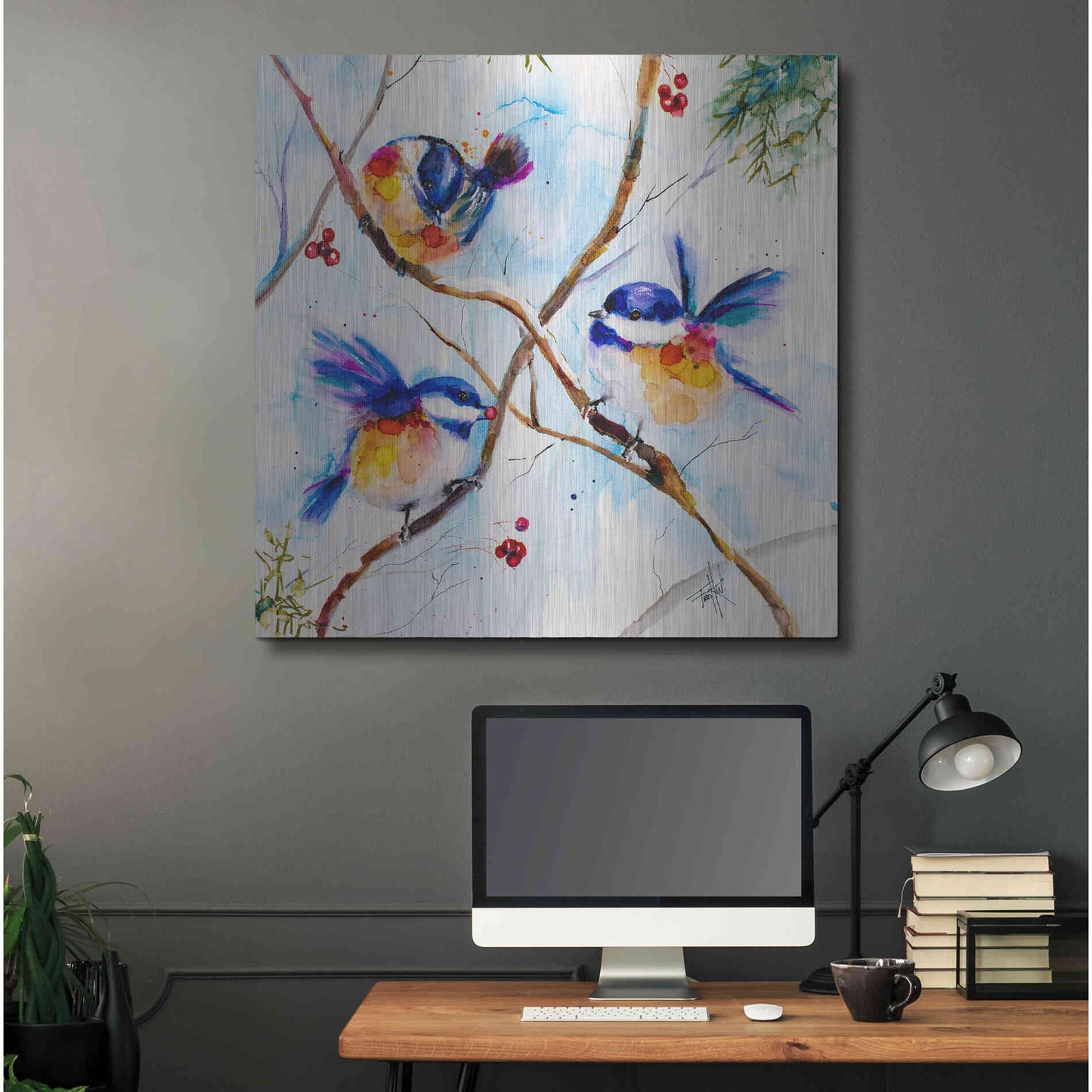 Luxe Metal Art 'All A-Flutter' by Leslie Franklin, Metal Wall Art,36x36