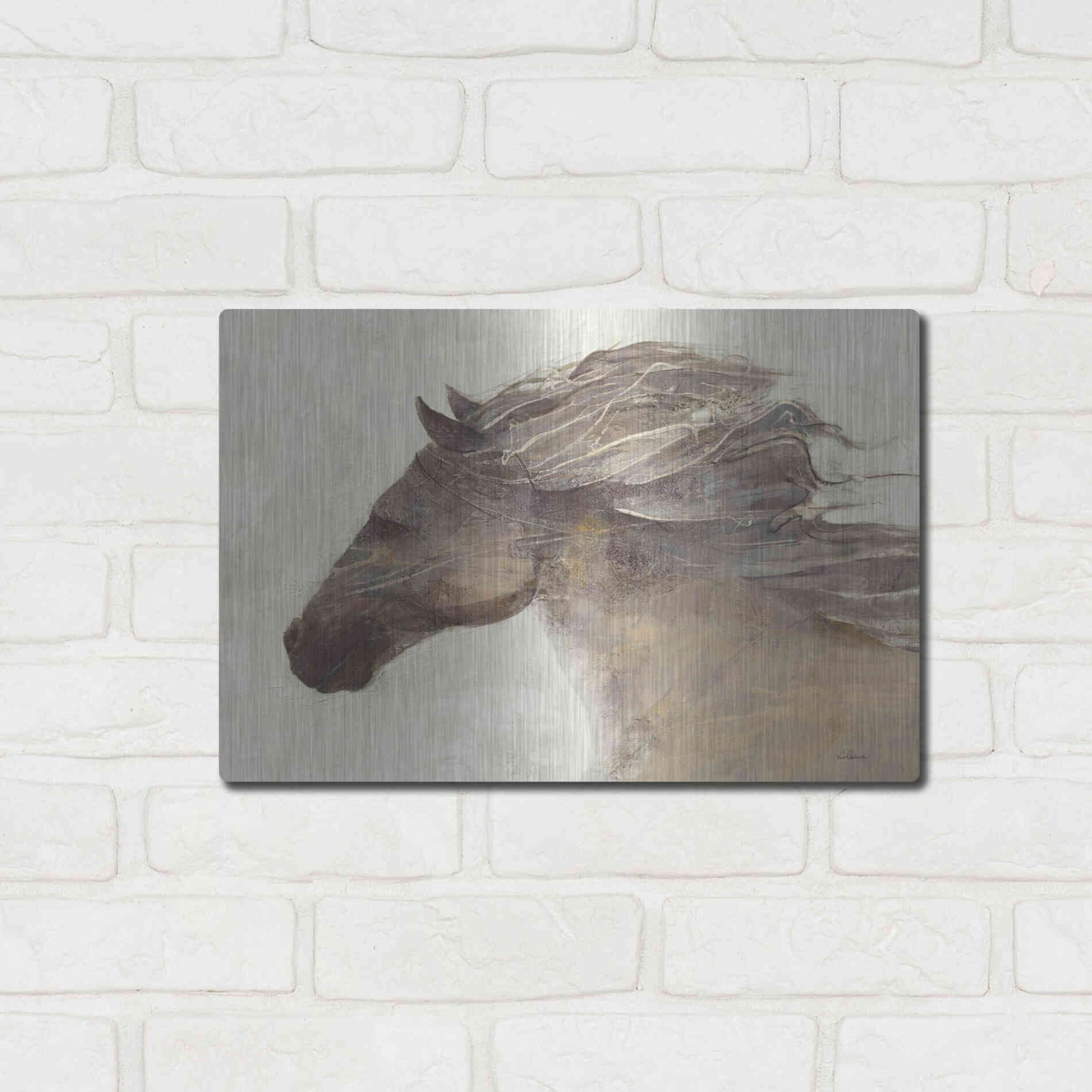 Luxe Metal Art 'Into the Wind Ivory Crop' by Albena Hristova, Metal Wall Art,16x12