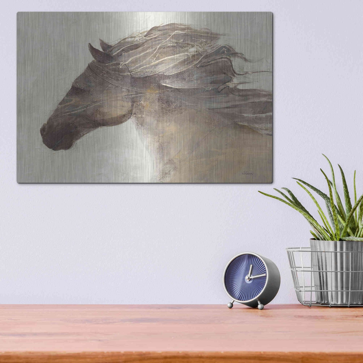Luxe Metal Art 'Into the Wind Ivory Crop' by Albena Hristova, Metal Wall Art,16x12