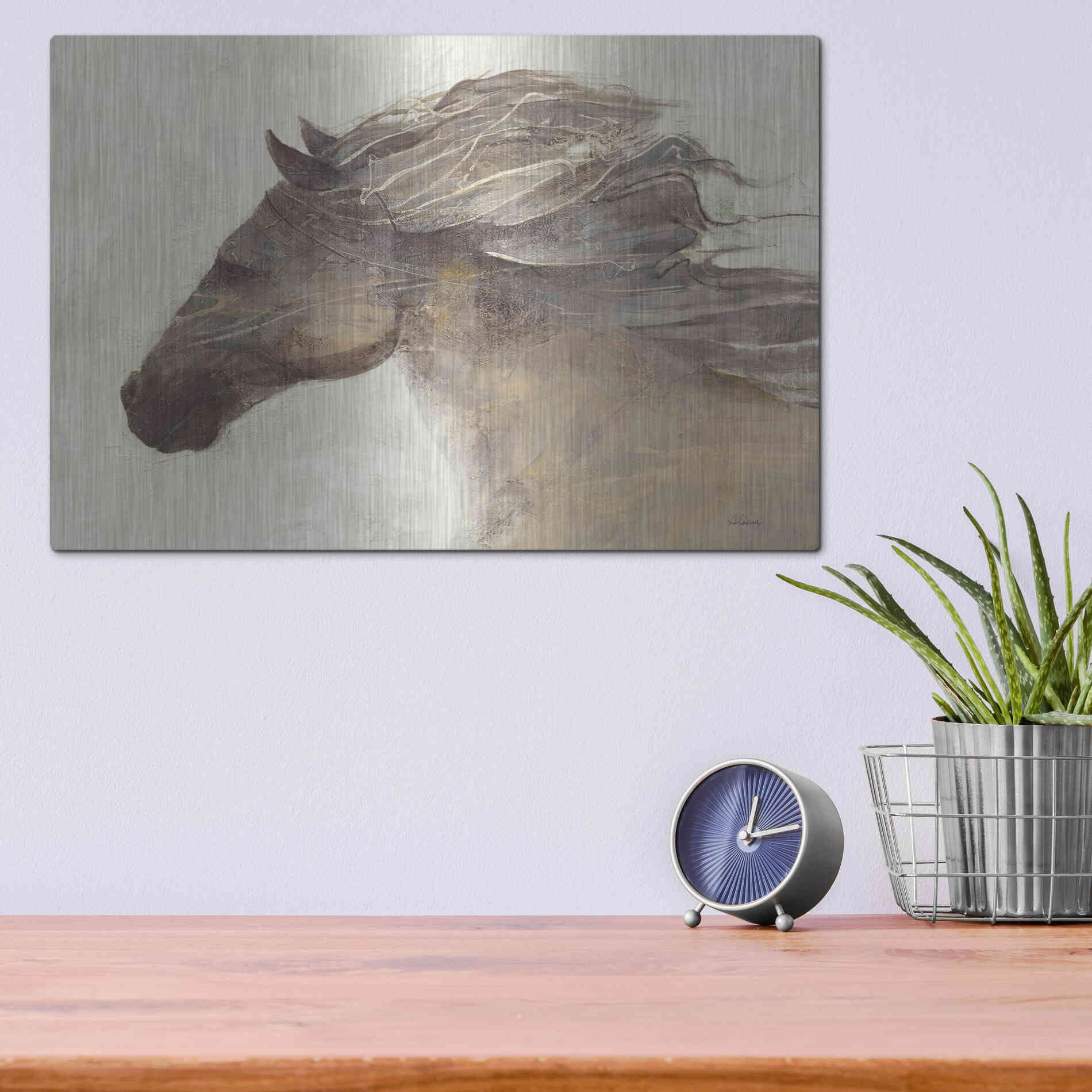 Luxe Metal Art 'Into the Wind Ivory Crop' by Albena Hristova, Metal Wall Art,16x12