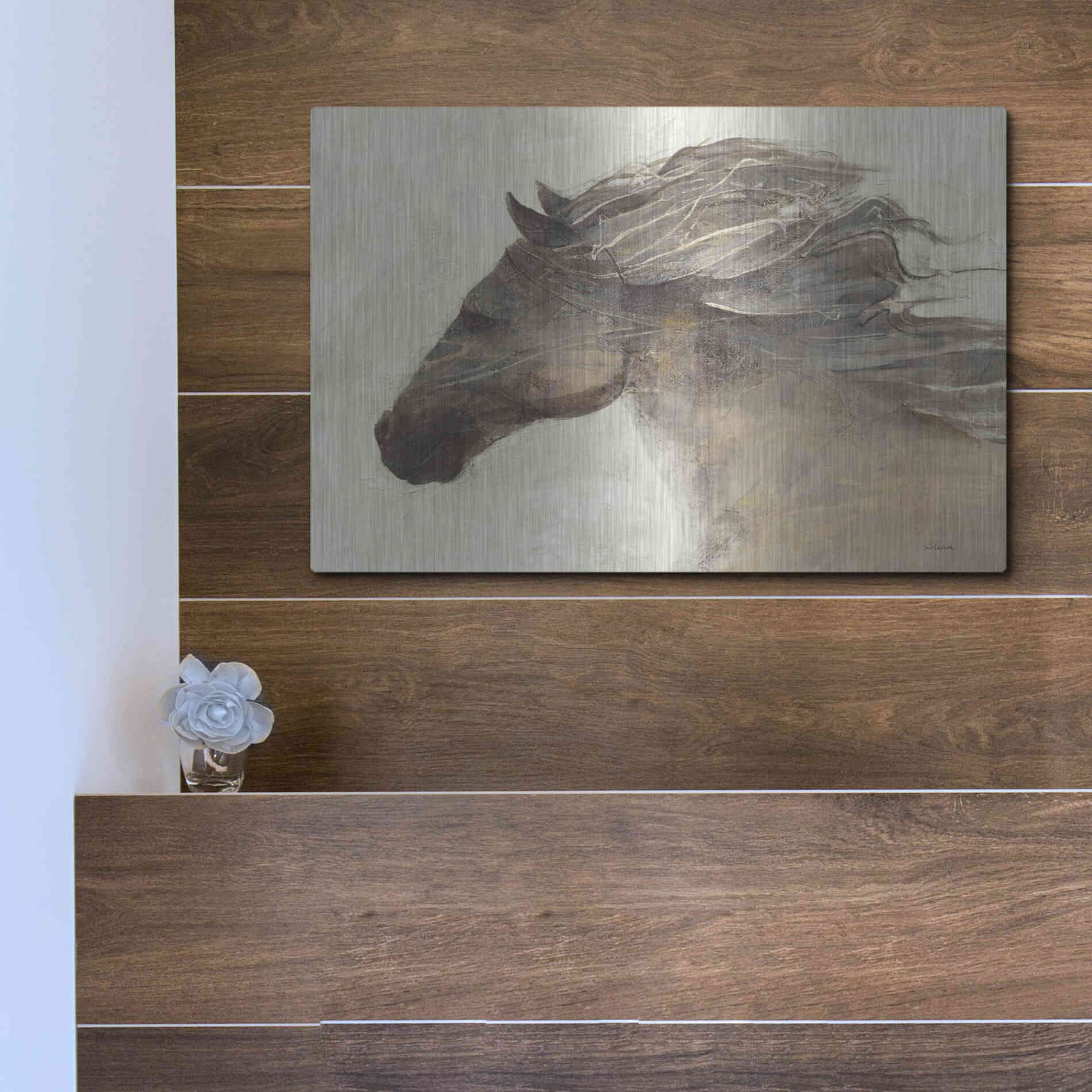 Luxe Metal Art 'Into the Wind Ivory Crop' by Albena Hristova, Metal Wall Art,16x12