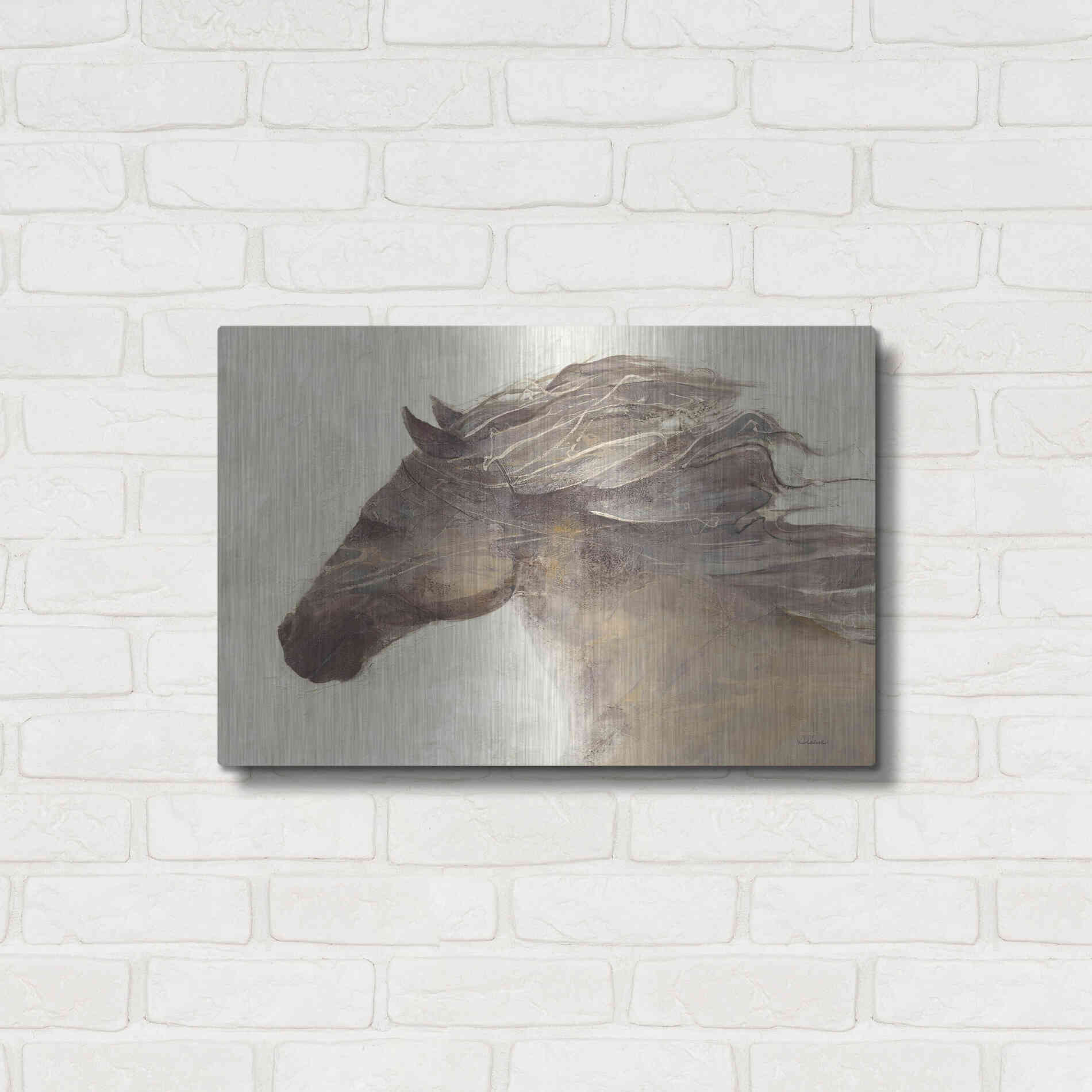 Luxe Metal Art 'Into the Wind Ivory Crop' by Albena Hristova, Metal Wall Art,24x16