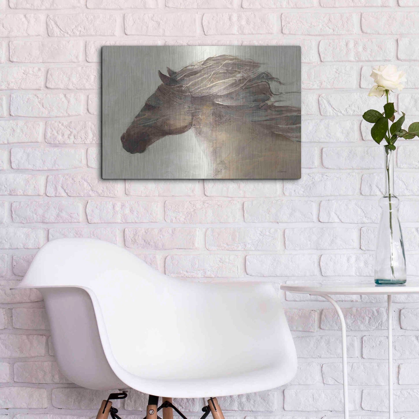 Luxe Metal Art 'Into the Wind Ivory Crop' by Albena Hristova, Metal Wall Art,24x16