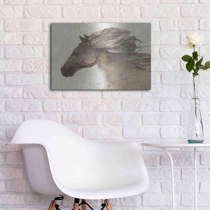 Luxe Metal Art 'Into the Wind Ivory Crop' by Albena Hristova, Metal Wall Art,24x16