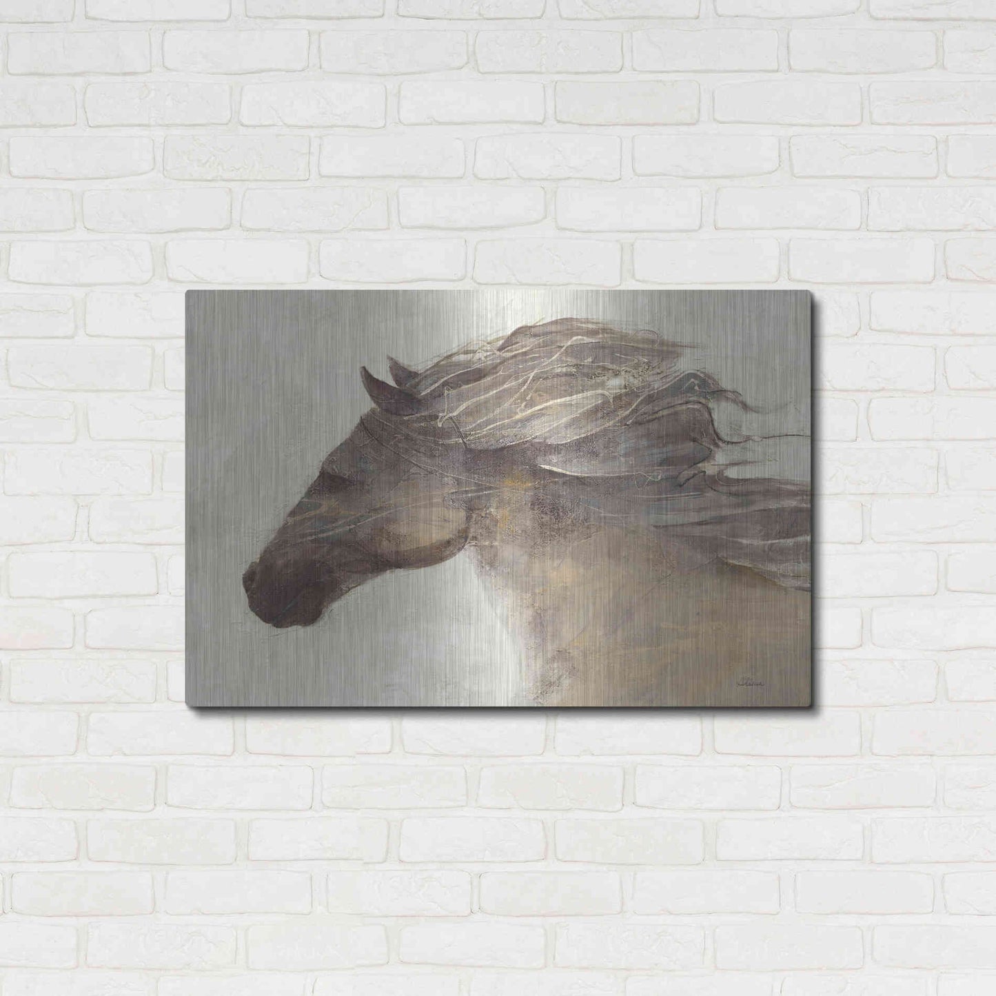 Luxe Metal Art 'Into the Wind Ivory Crop' by Albena Hristova, Metal Wall Art,36x24