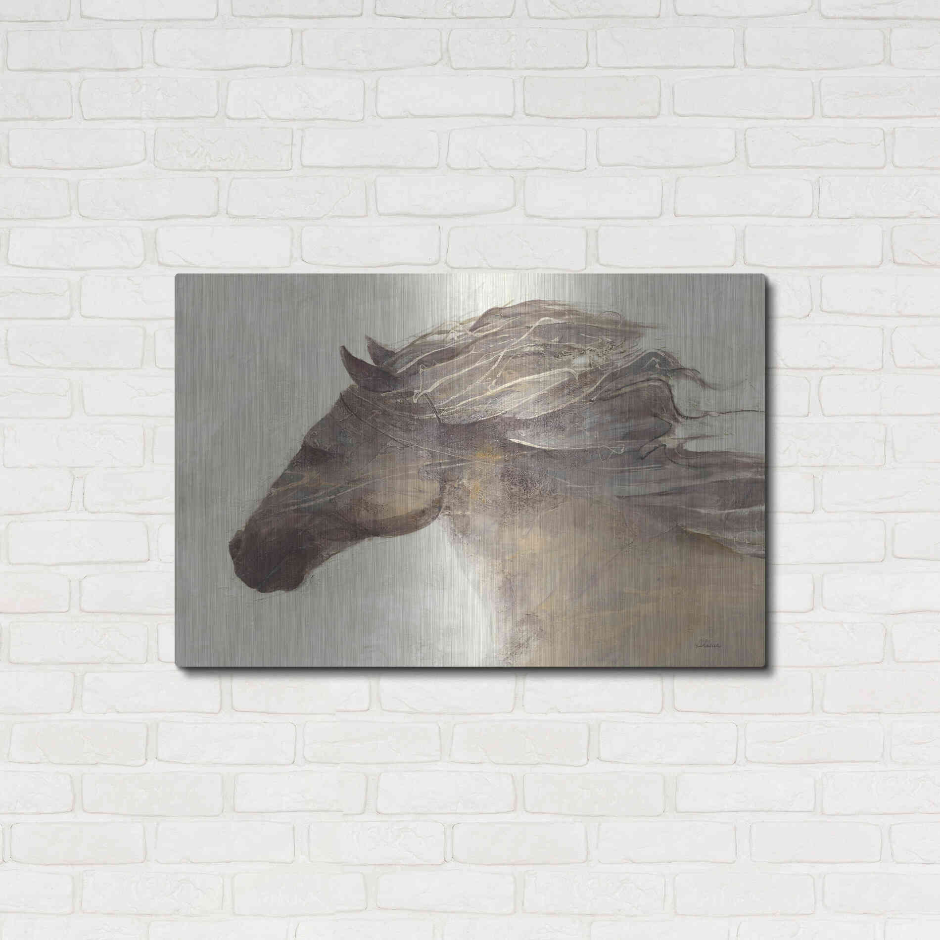 Luxe Metal Art 'Into the Wind Ivory Crop' by Albena Hristova, Metal Wall Art,36x24