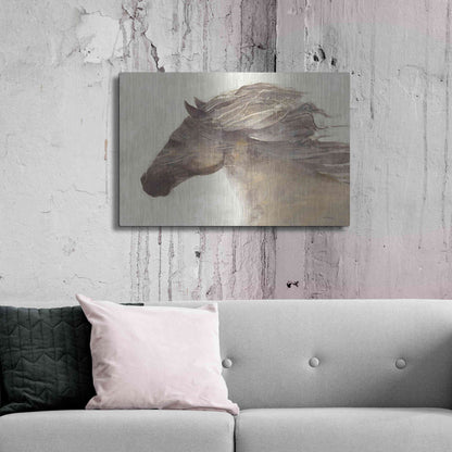 Luxe Metal Art 'Into the Wind Ivory Crop' by Albena Hristova, Metal Wall Art,36x24