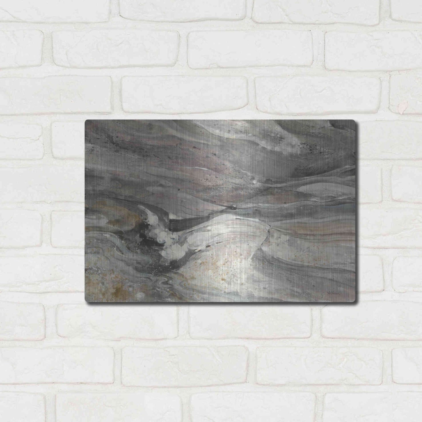 Luxe Metal Art 'Greystone' by Albena Hristova, Metal Wall Art,16x12