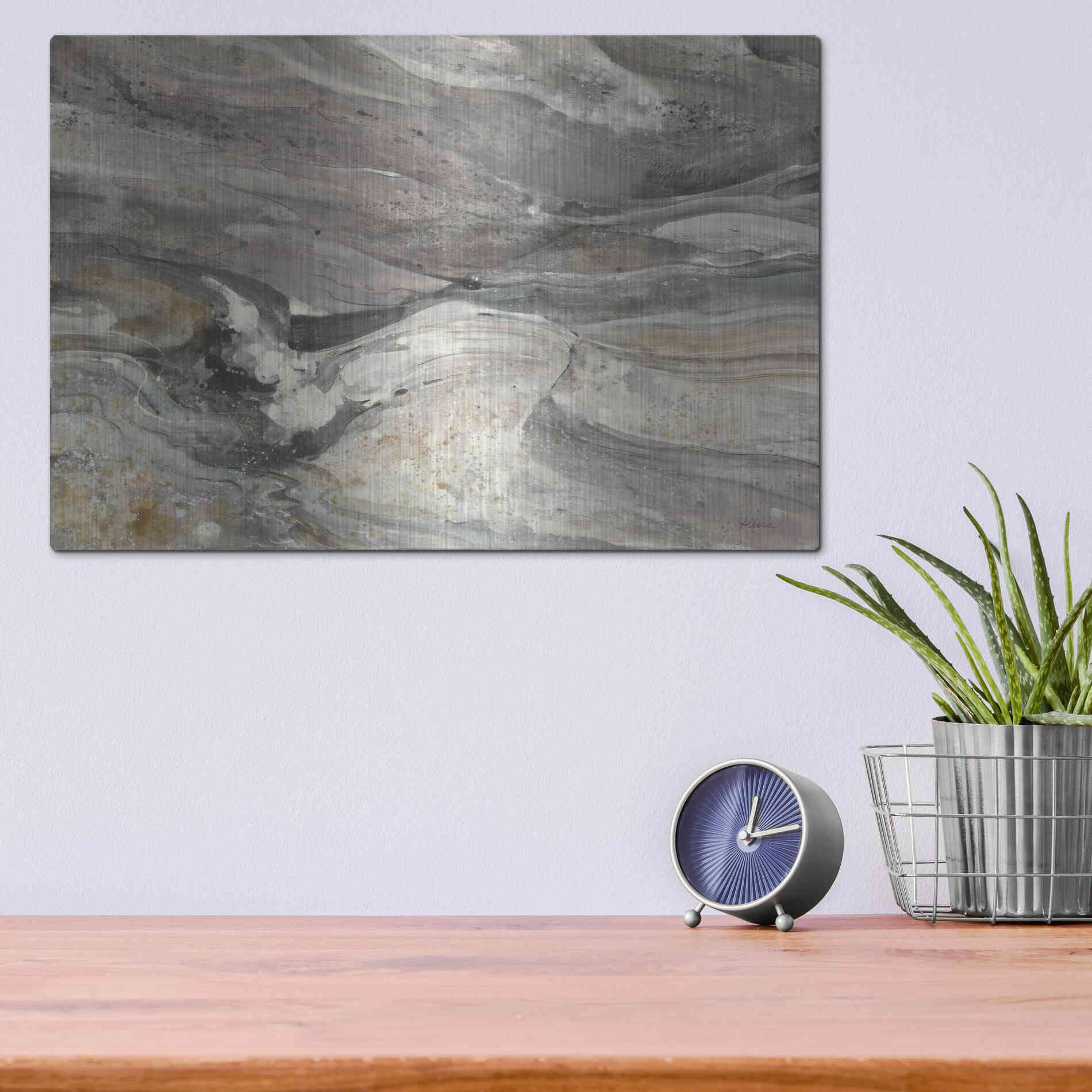 Luxe Metal Art 'Greystone' by Albena Hristova, Metal Wall Art,16x12