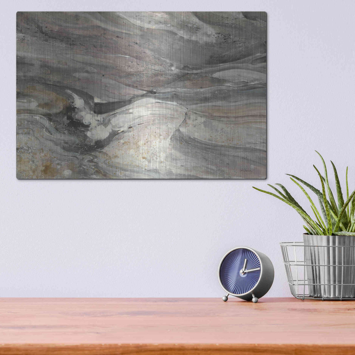 Luxe Metal Art 'Greystone' by Albena Hristova, Metal Wall Art,16x12