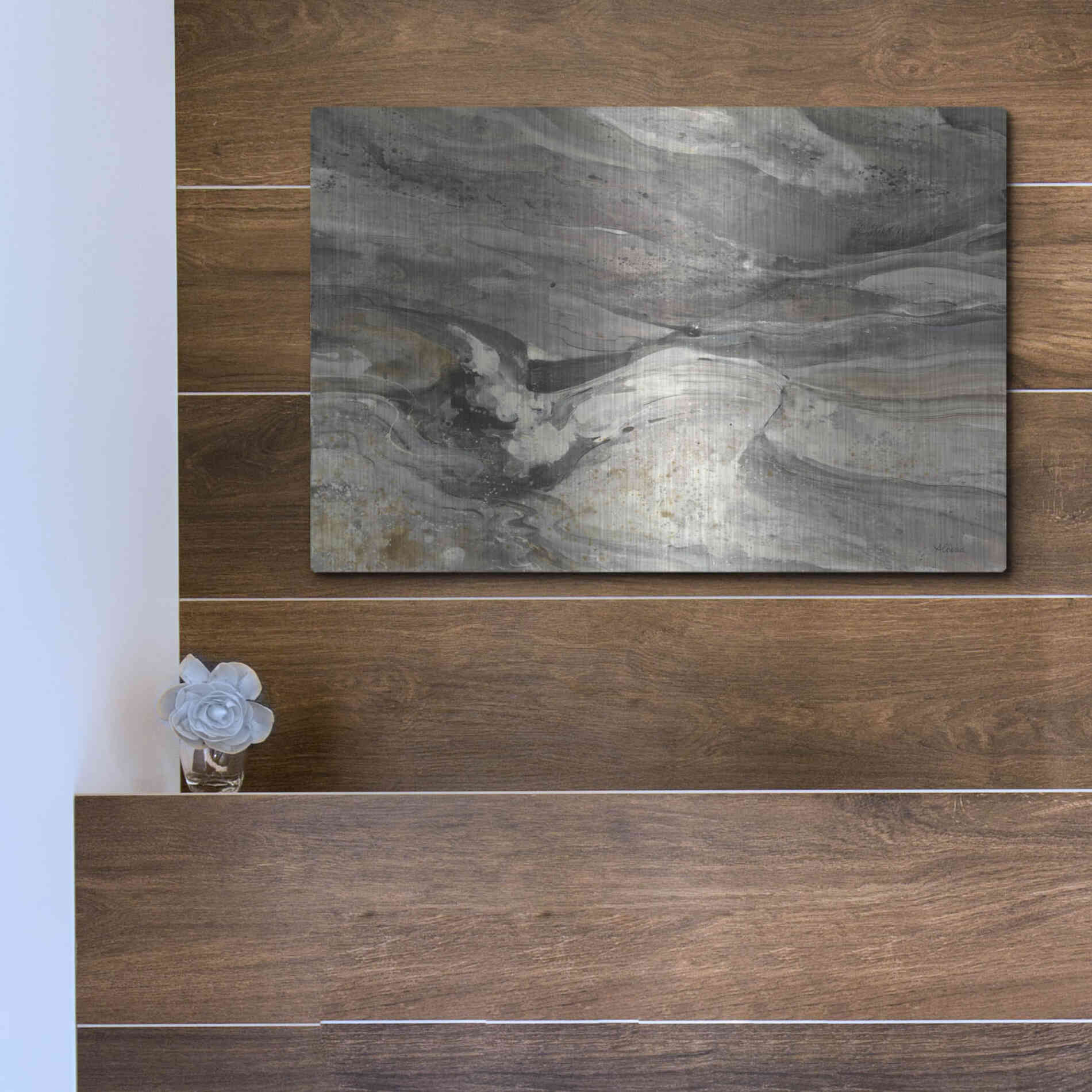 Luxe Metal Art 'Greystone' by Albena Hristova, Metal Wall Art,16x12