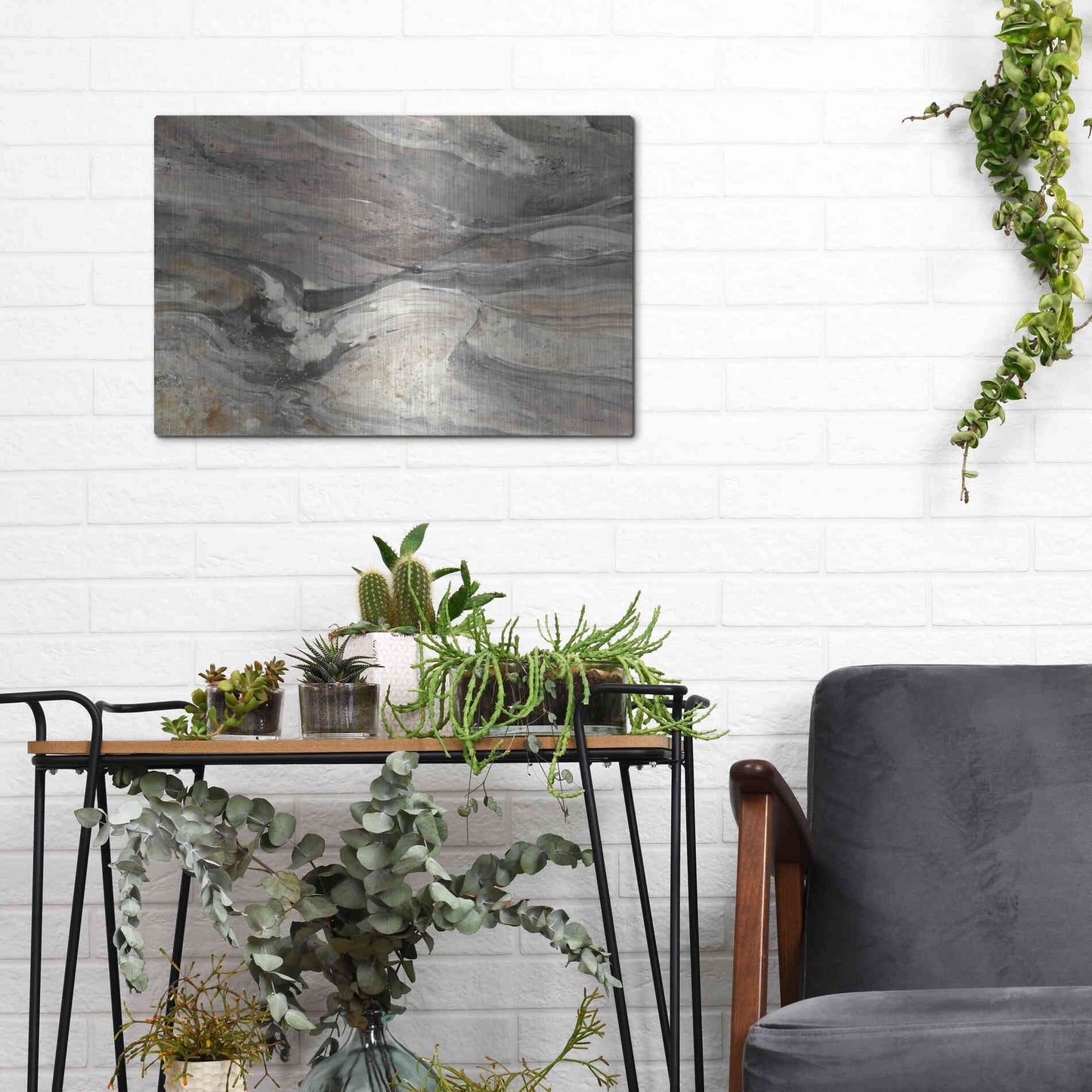 Luxe Metal Art 'Greystone' by Albena Hristova, Metal Wall Art,16x12