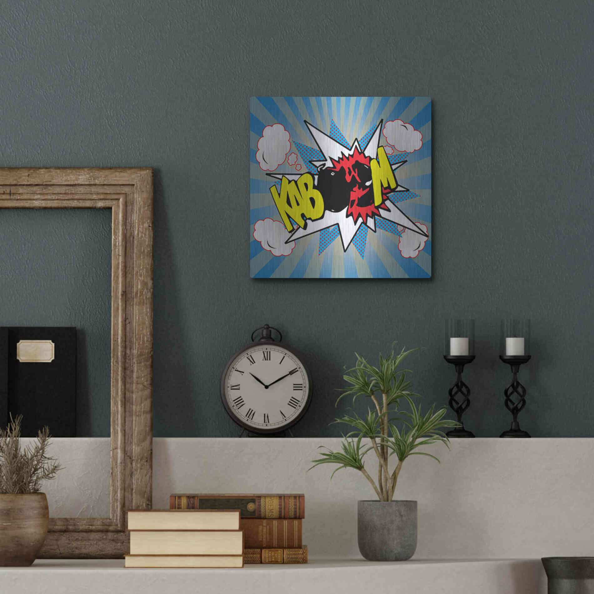 Luxe Metal Art 'Kaboom 2' by Mark Ashkenazi, Metal Wall Art,12x12