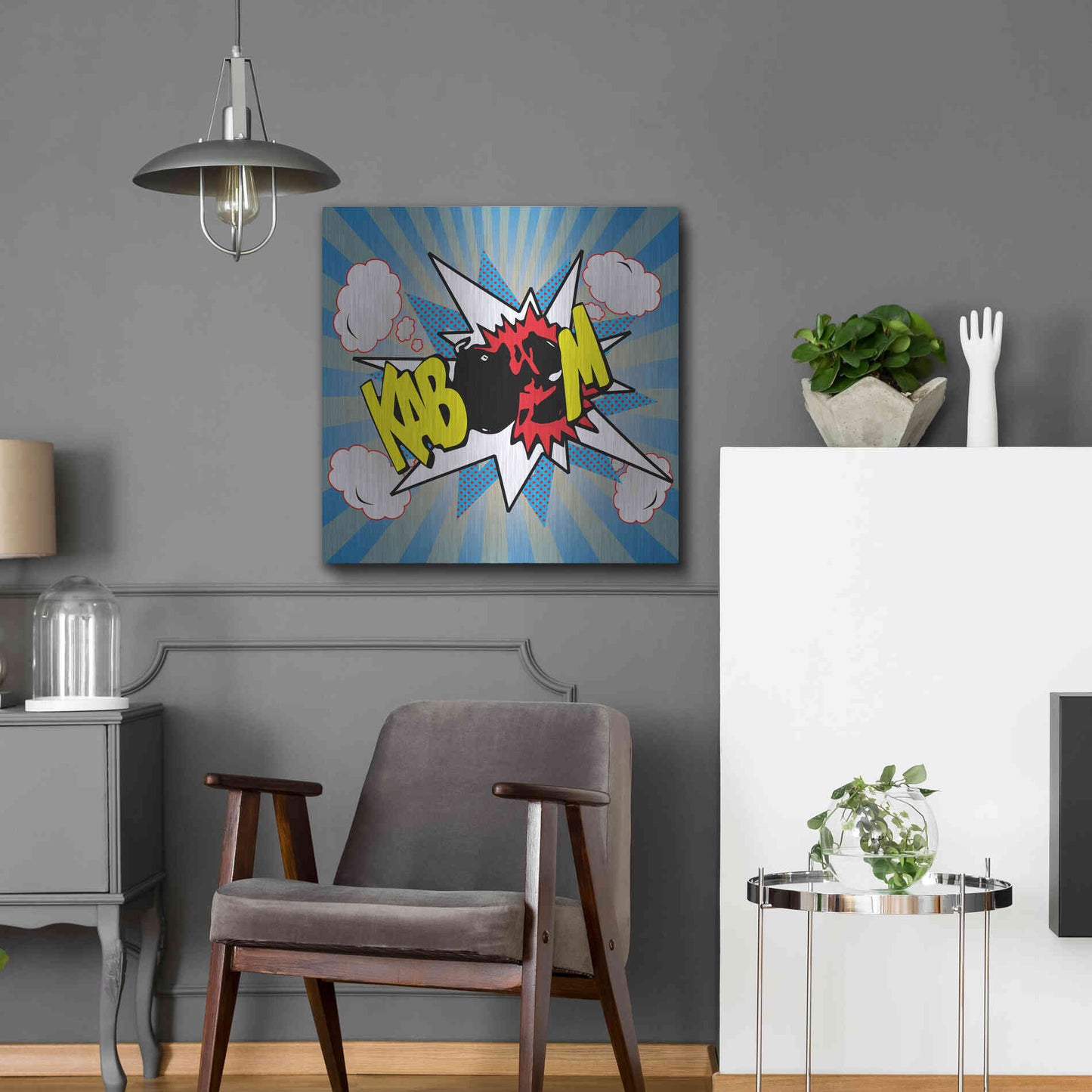 Luxe Metal Art 'Kaboom 2' by Mark Ashkenazi, Metal Wall Art,24x24