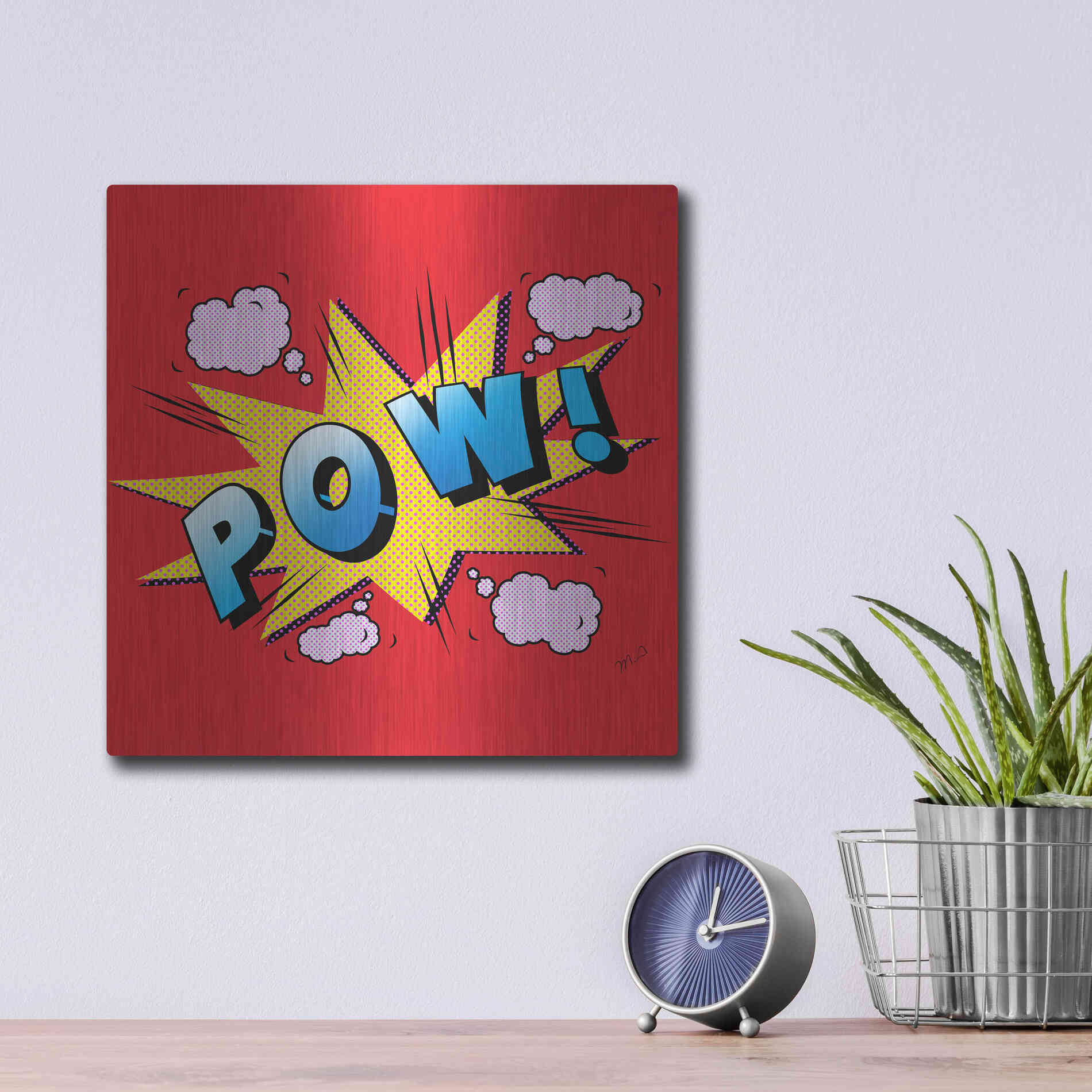 Luxe Metal Art 'Pow' by Mark Ashkenazi, Metal Wall Art,12x12