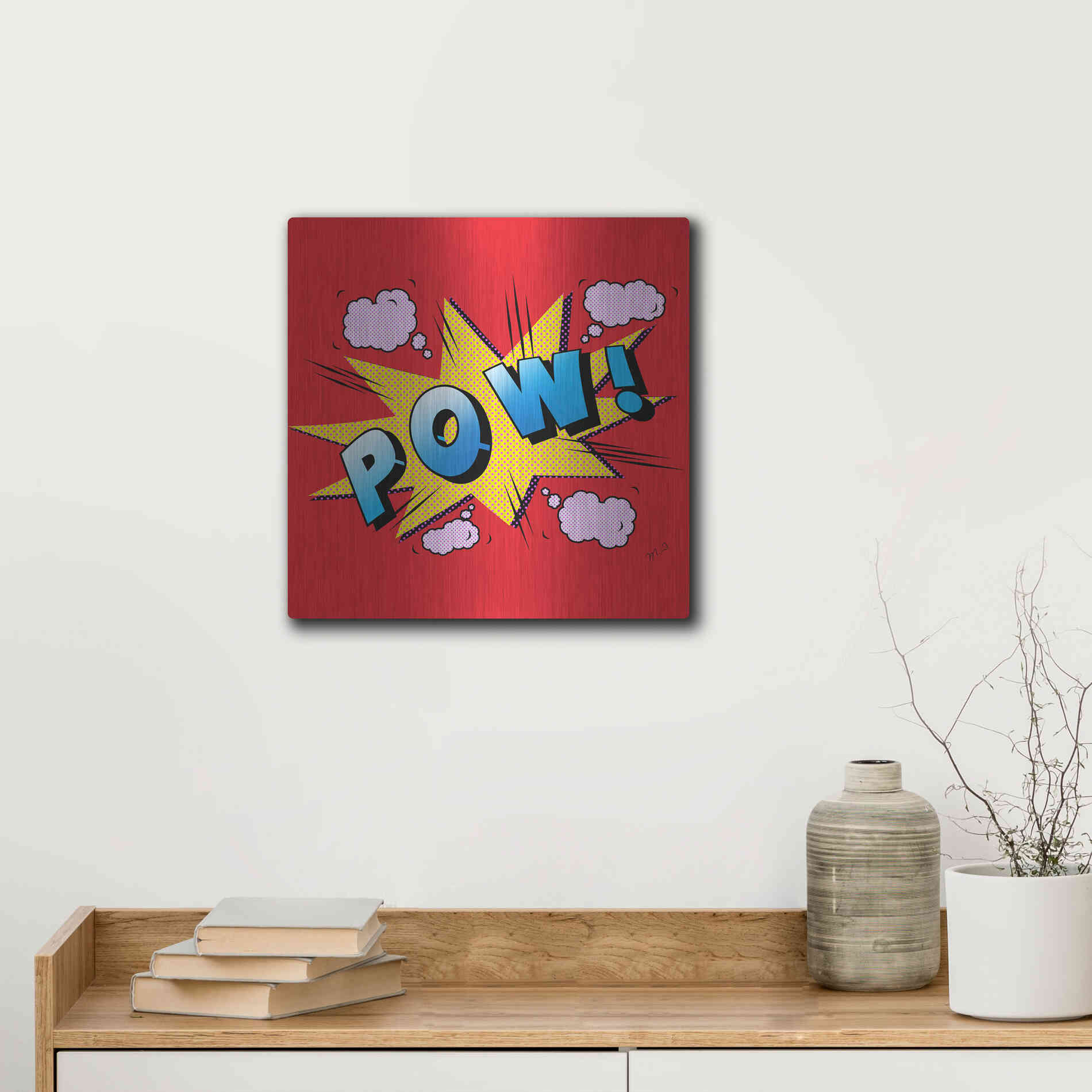 Luxe Metal Art 'Pow' by Mark Ashkenazi, Metal Wall Art,12x12