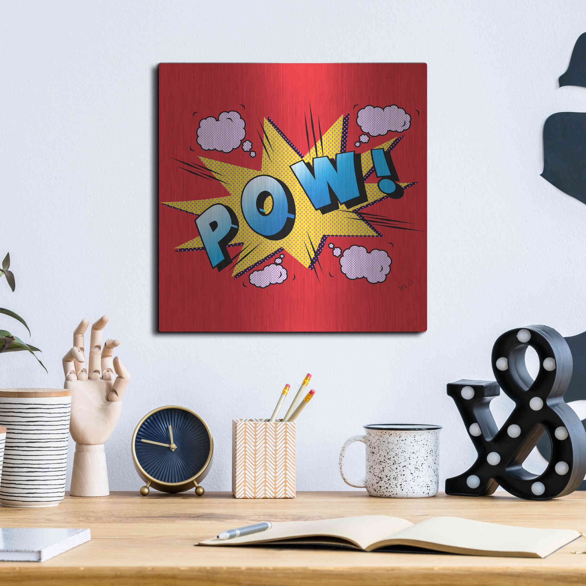 Luxe Metal Art 'Pow' by Mark Ashkenazi, Metal Wall Art,12x12