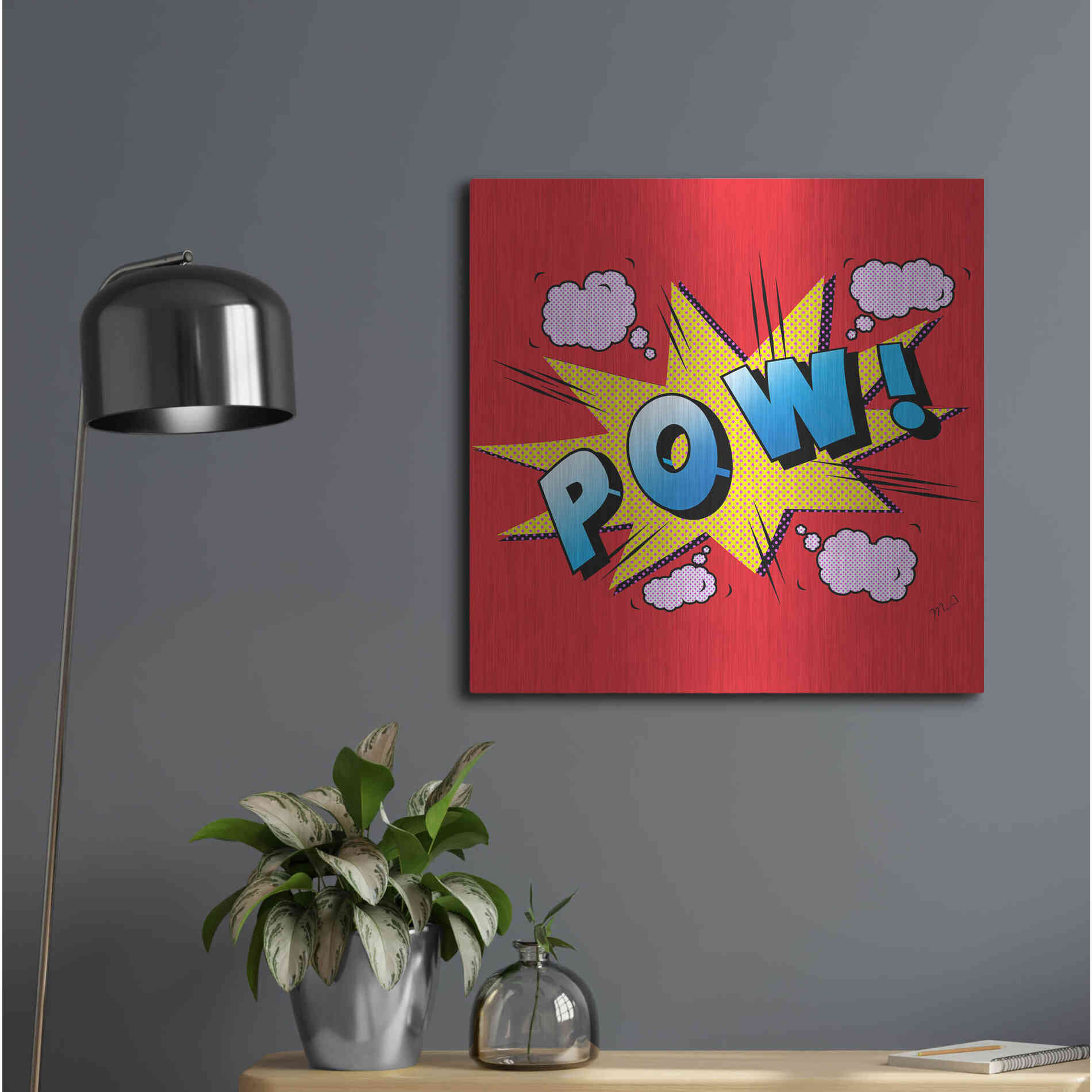 Luxe Metal Art 'Pow' by Mark Ashkenazi, Metal Wall Art,24x24