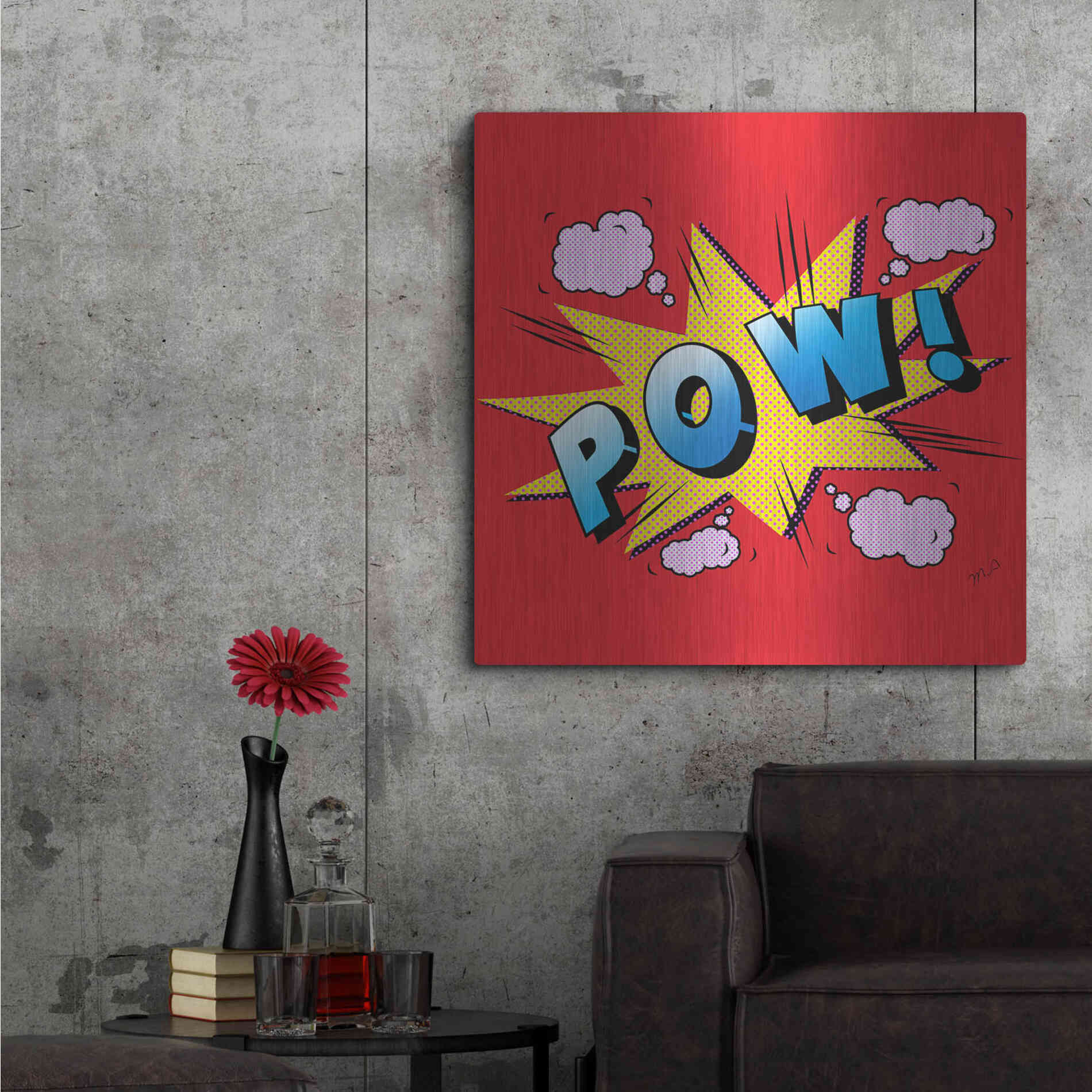 Luxe Metal Art 'Pow' by Mark Ashkenazi, Metal Wall Art,36x36