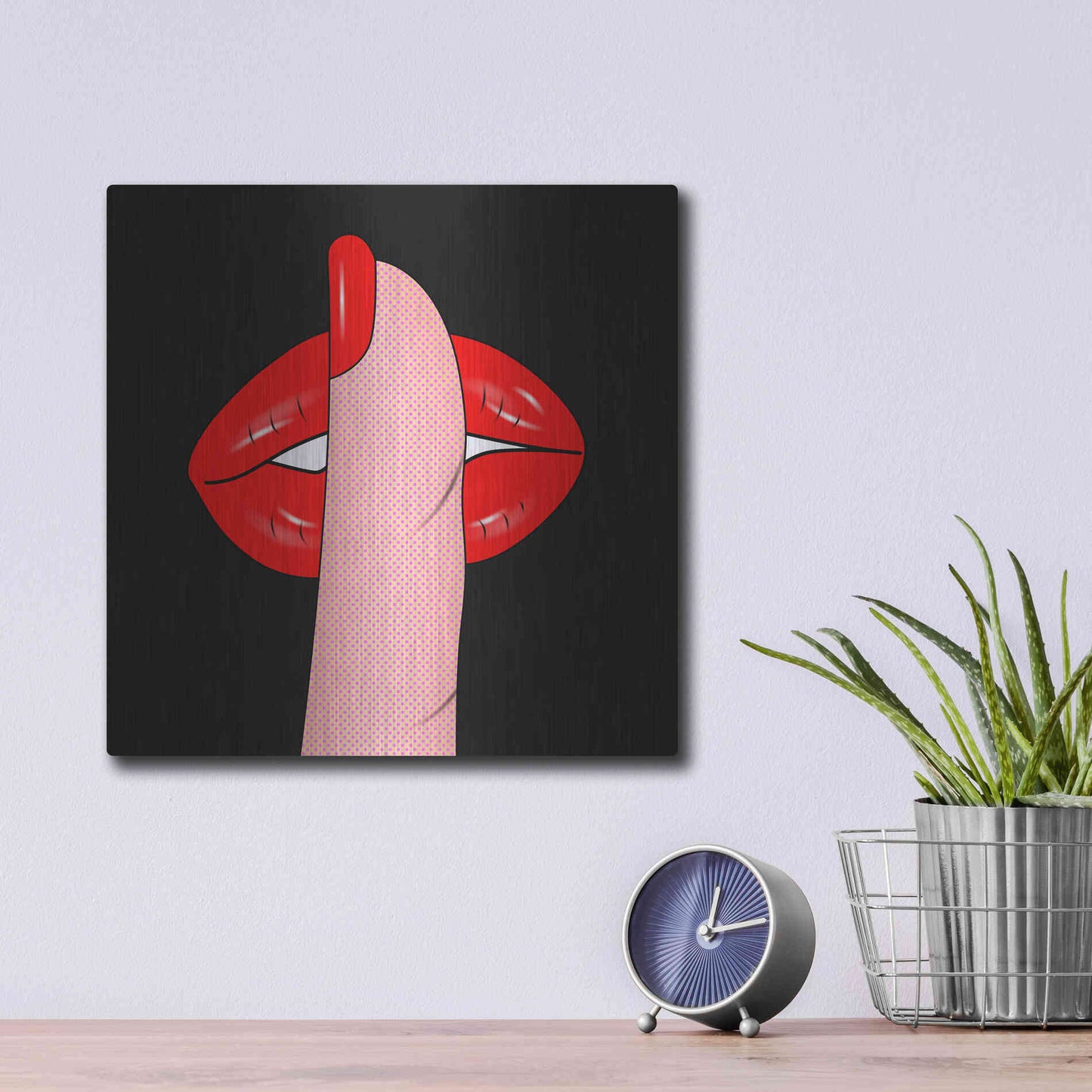 Luxe Metal Art 'Shush' by Mark Ashkenazi, Metal Wall Art,12x12