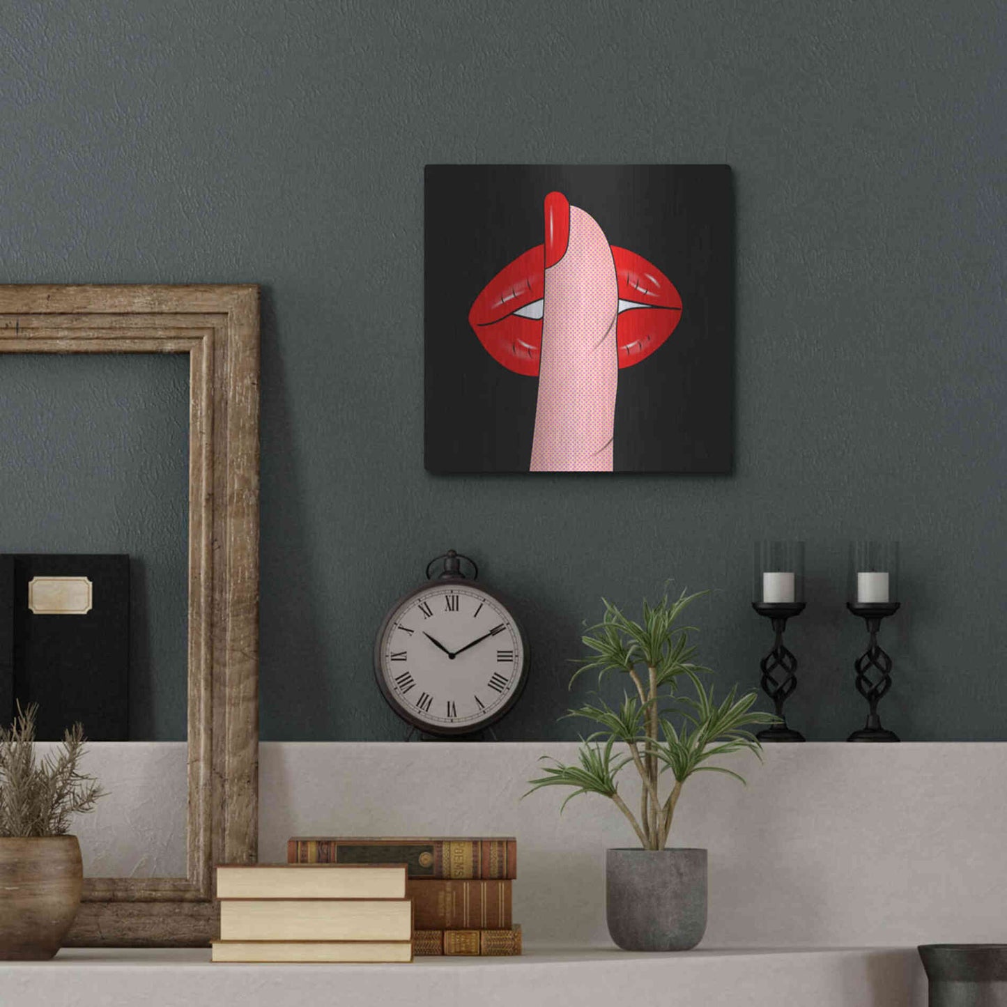 Luxe Metal Art 'Shush' by Mark Ashkenazi, Metal Wall Art,12x12