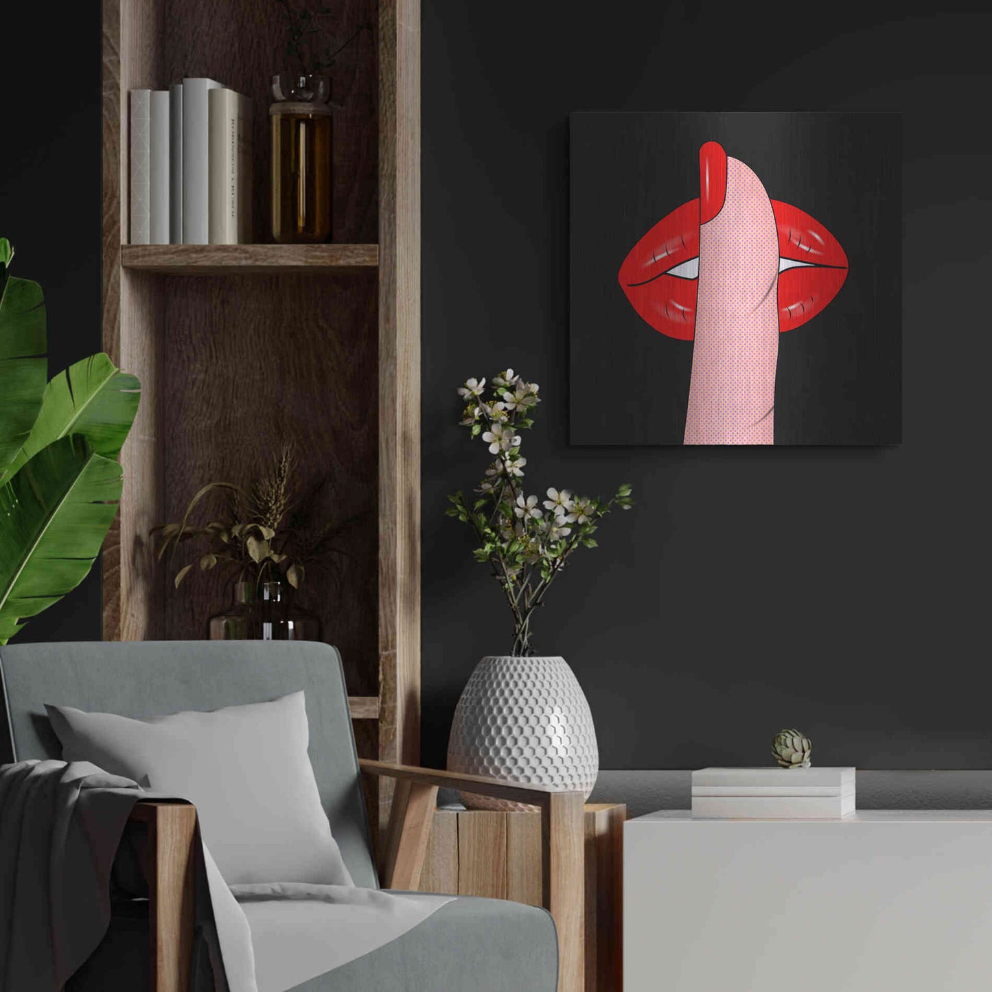 Luxe Metal Art 'Shush' by Mark Ashkenazi, Metal Wall Art,24x24