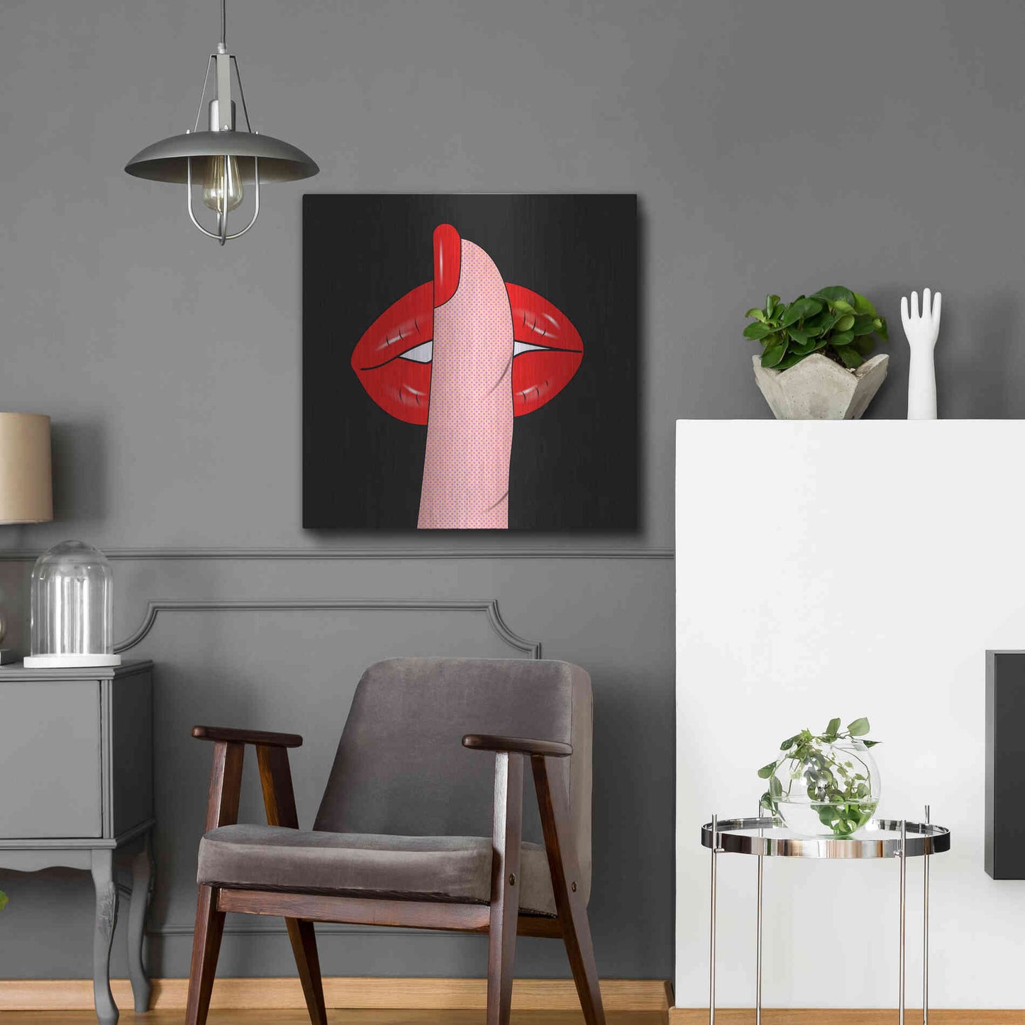 Luxe Metal Art 'Shush' by Mark Ashkenazi, Metal Wall Art,24x24