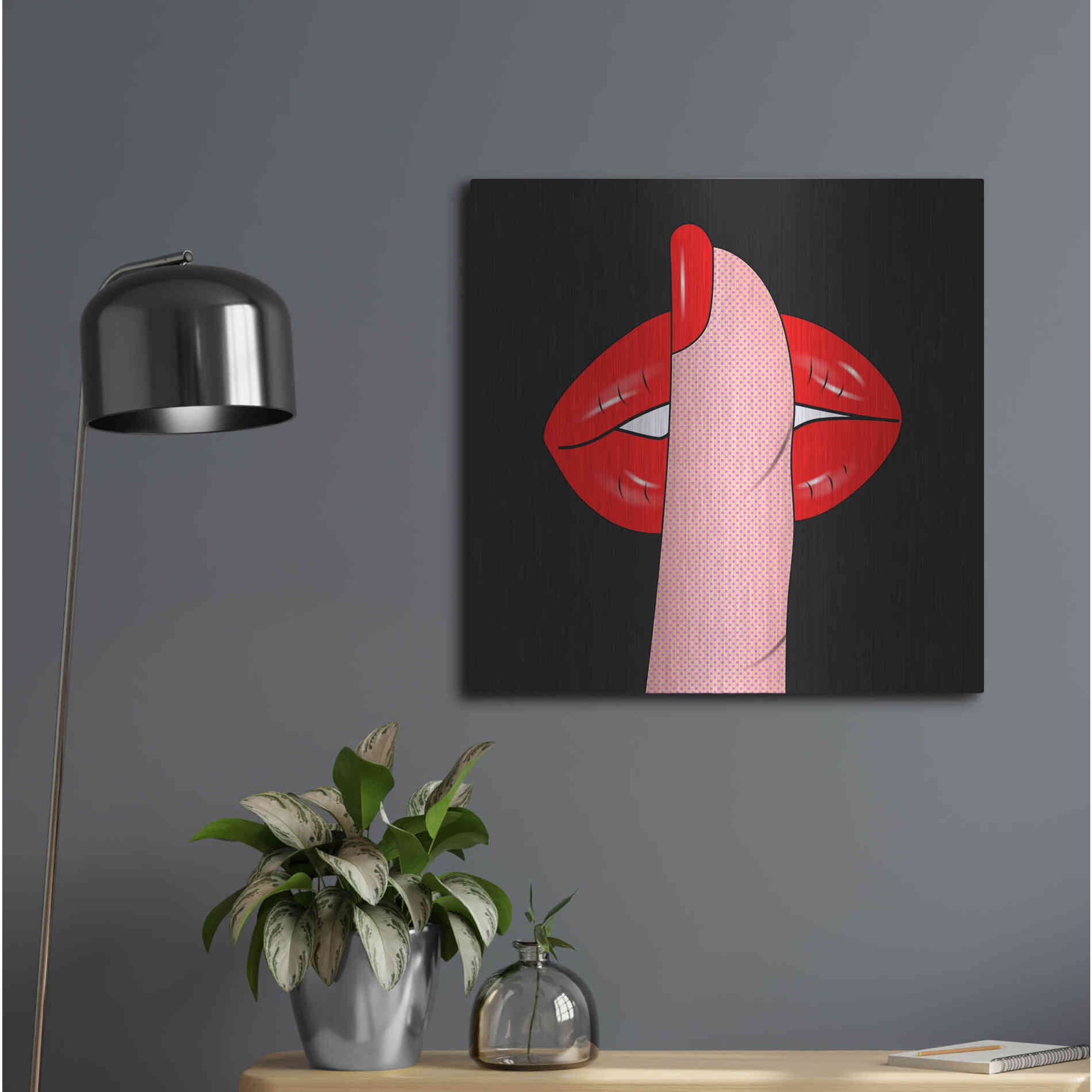 Luxe Metal Art 'Shush' by Mark Ashkenazi, Metal Wall Art,24x24