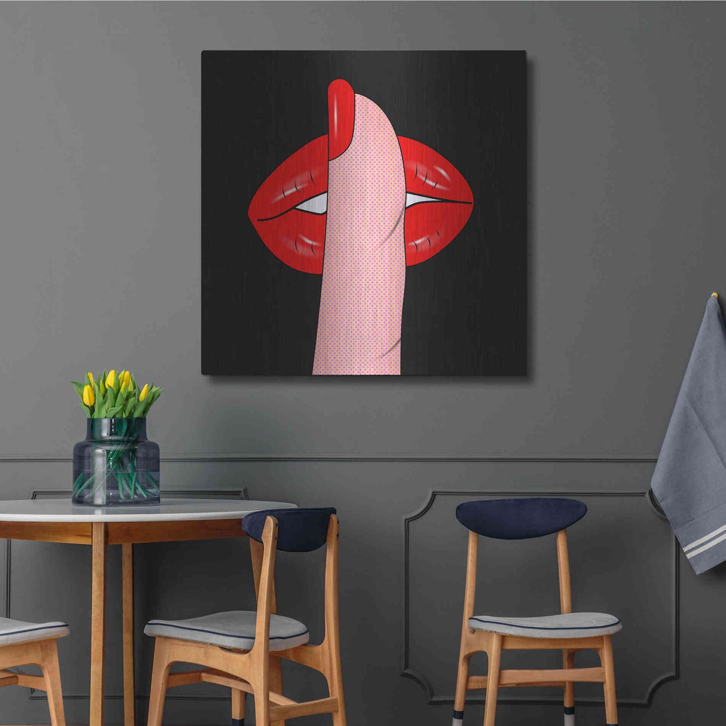 Luxe Metal Art 'Shush' by Mark Ashkenazi, Metal Wall Art,36x36