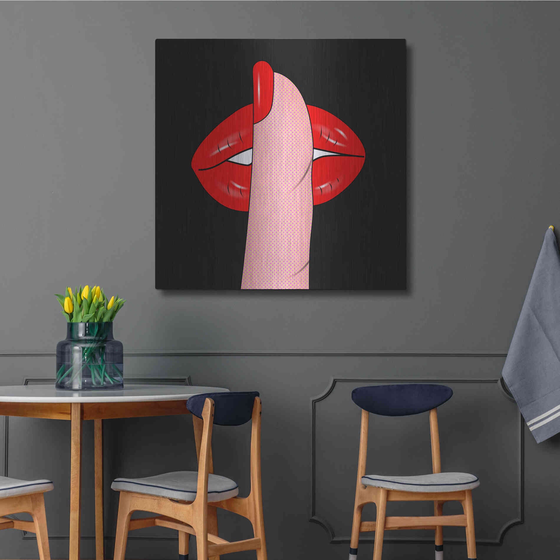 Luxe Metal Art 'Shush' by Mark Ashkenazi, Metal Wall Art,36x36