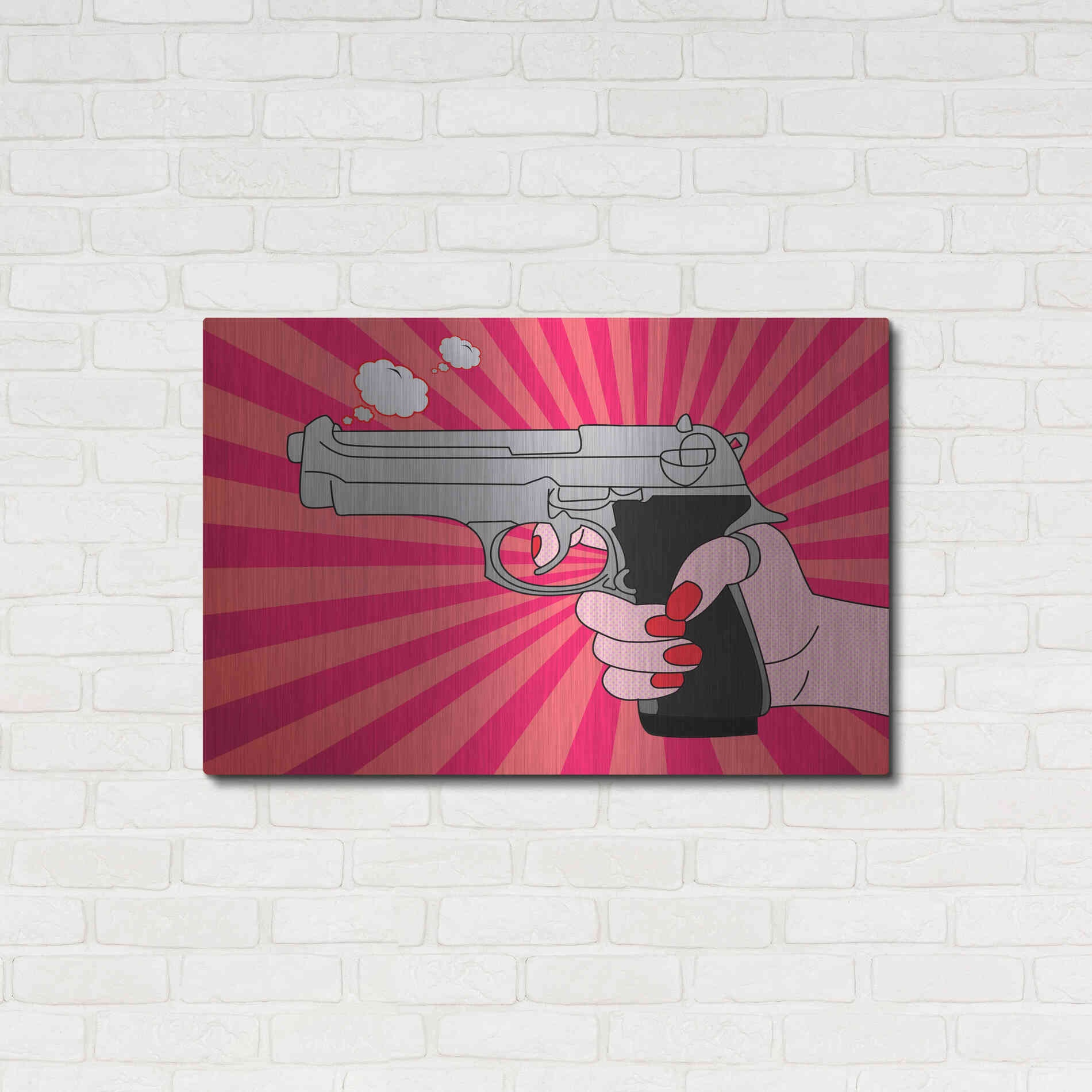 Luxe Metal Art 'Stock-Vector-Pointed-Gun-Illustration-136690664' by Mark Ashkenazi, Metal Wall Art,36x24