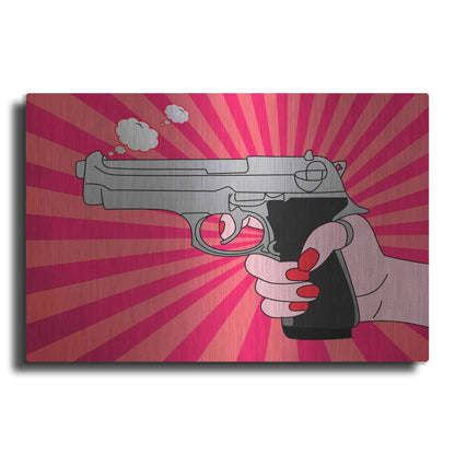 Luxe Metal Art 'Stock-Vector-Pointed-Gun-Illustration-136690664' by Mark Ashkenazi, Metal Wall Art