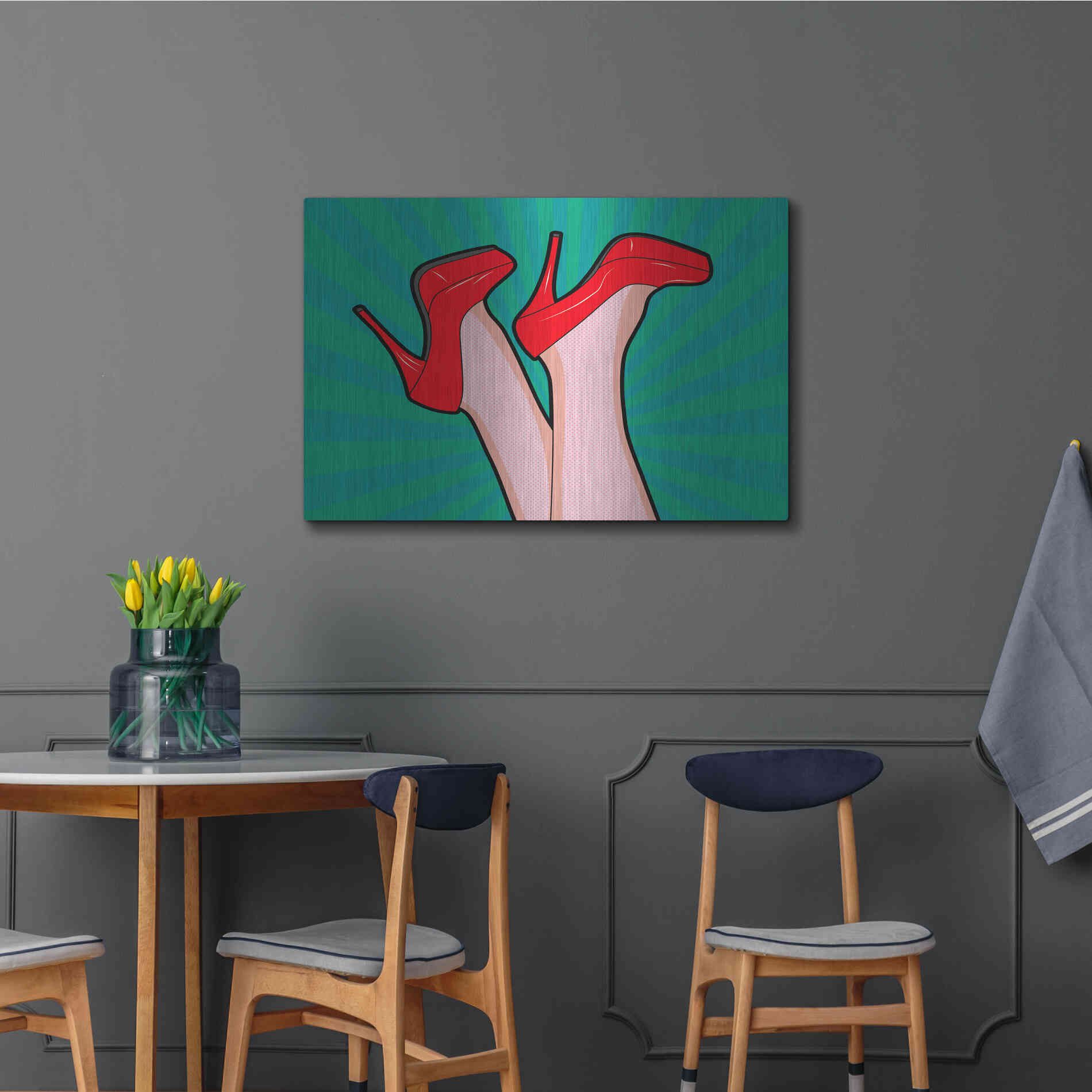 Luxe Metal Art 'Woman Legs With A Red Sexy Shoes' by Mark Ashkenazi, Metal Wall Art,36x24