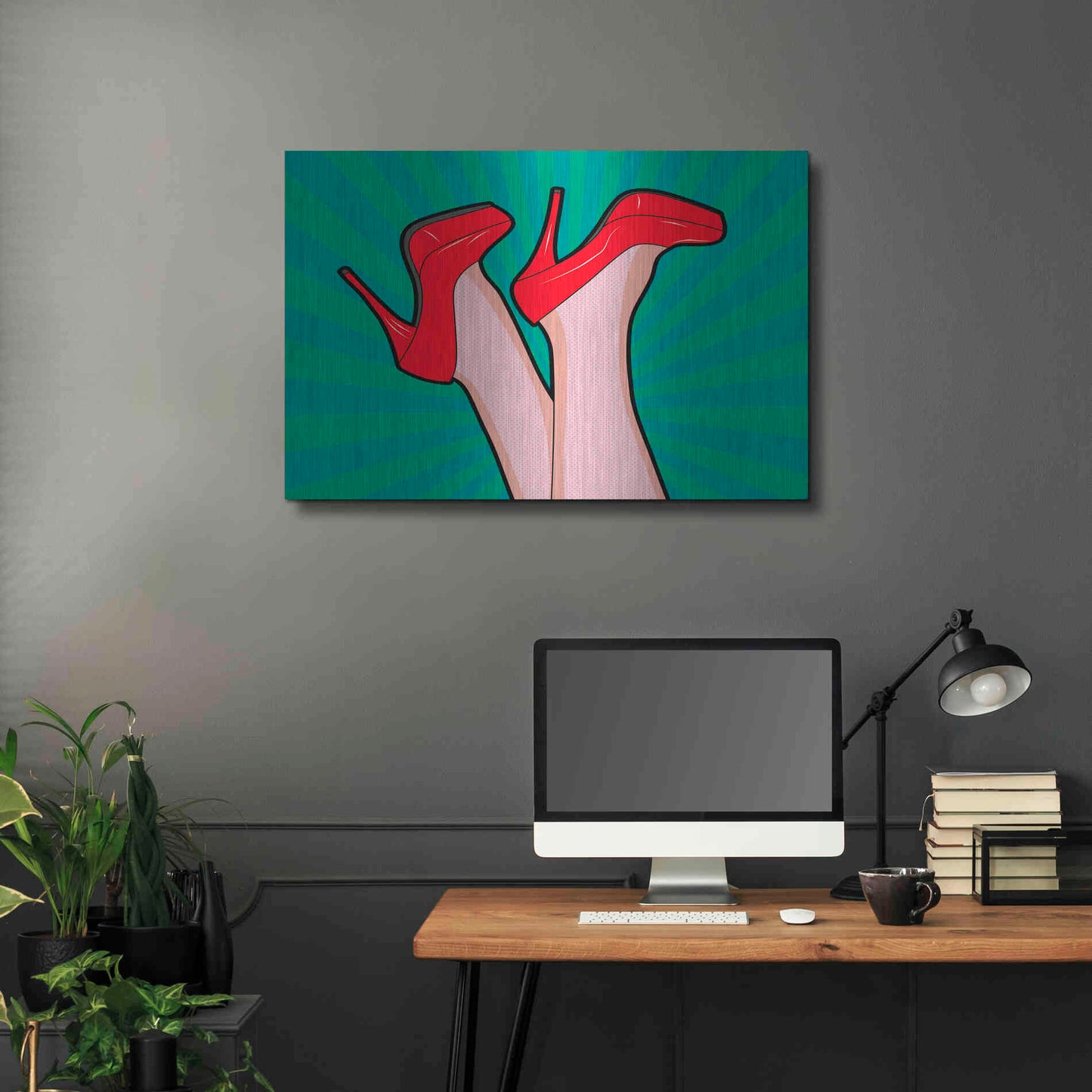 Luxe Metal Art 'Woman Legs With A Red Sexy Shoes' by Mark Ashkenazi, Metal Wall Art,36x24