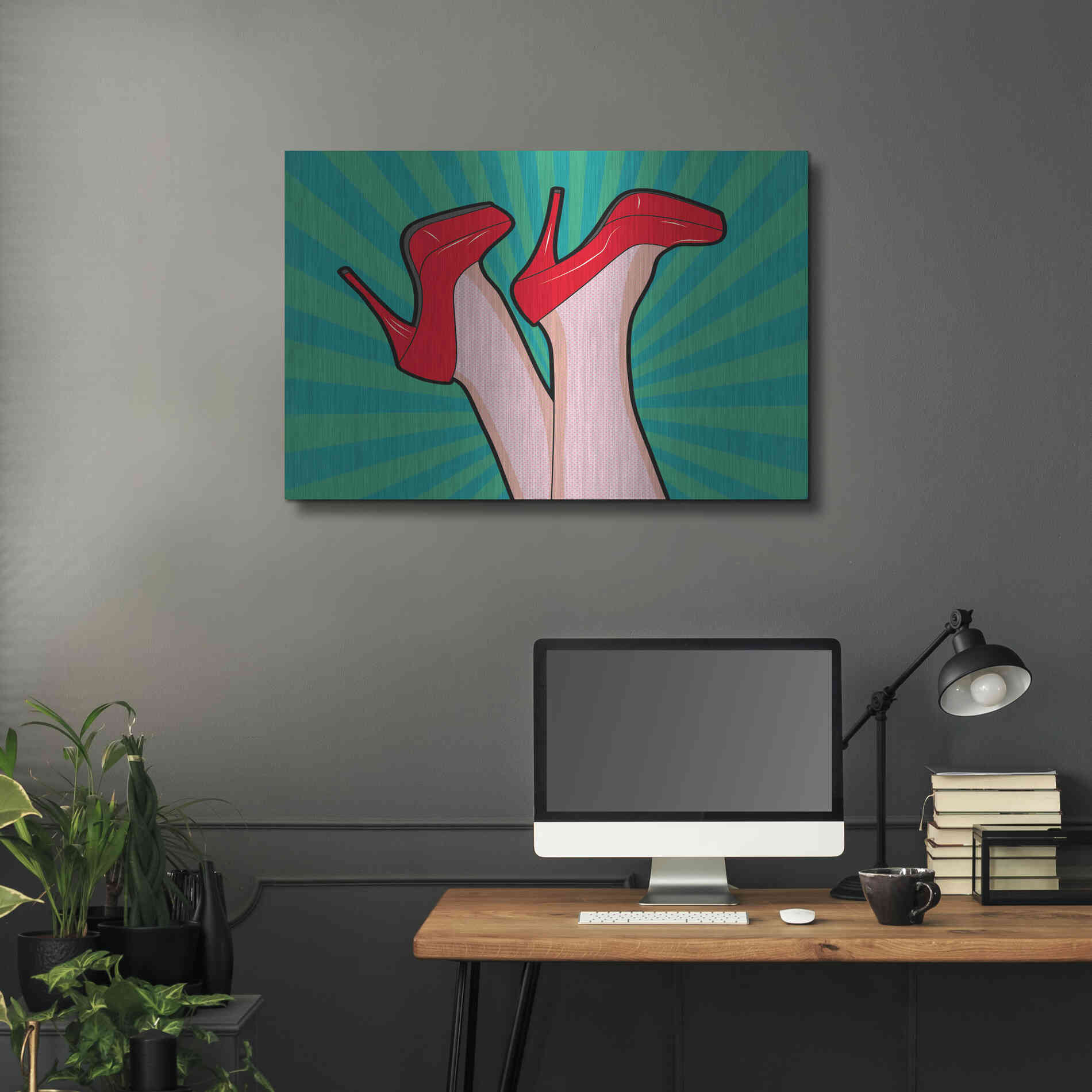 Luxe Metal Art 'Woman Legs With A Red Sexy Shoes' by Mark Ashkenazi, Metal Wall Art,36x24