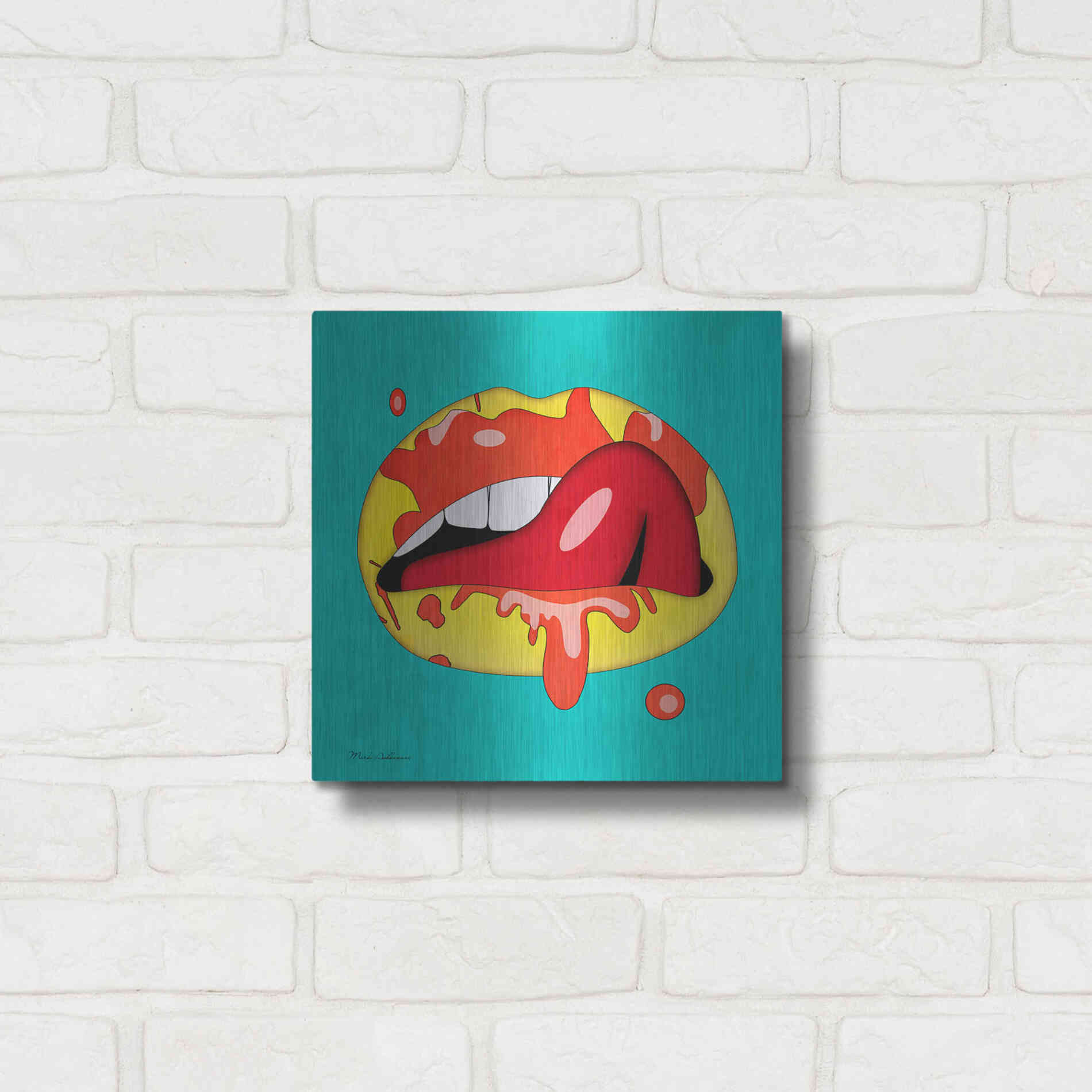 Luxe Metal Art 'Lips' by Mark Ashkenazi, Metal Wall Art,12x12