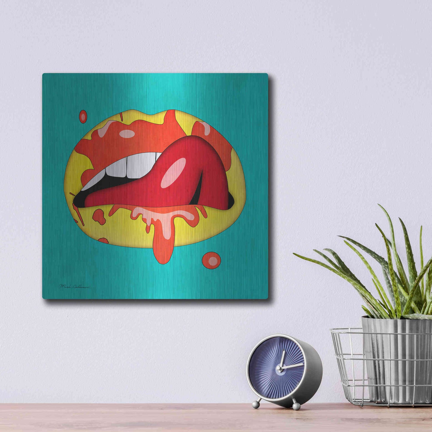 Luxe Metal Art 'Lips' by Mark Ashkenazi, Metal Wall Art,12x12