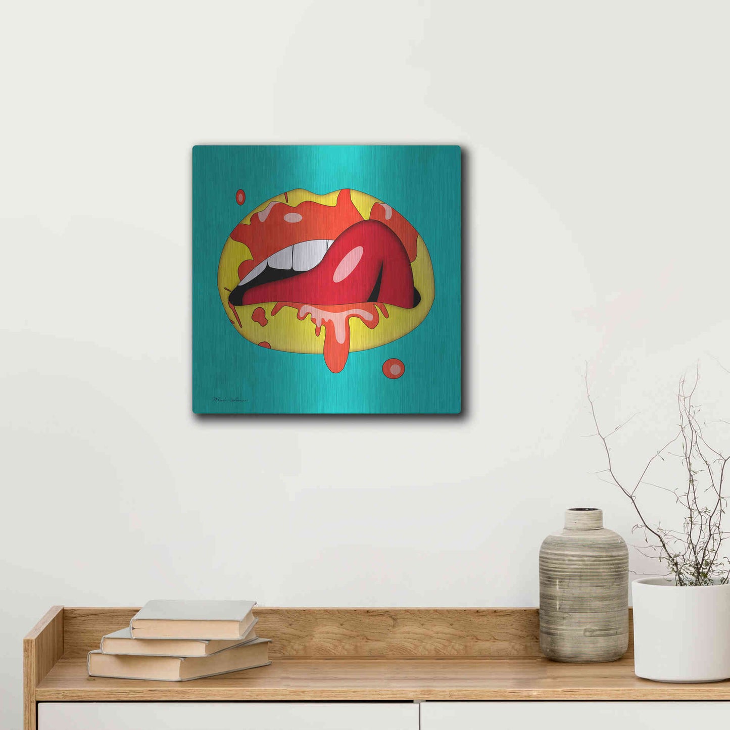 Luxe Metal Art 'Lips' by Mark Ashkenazi, Metal Wall Art,12x12