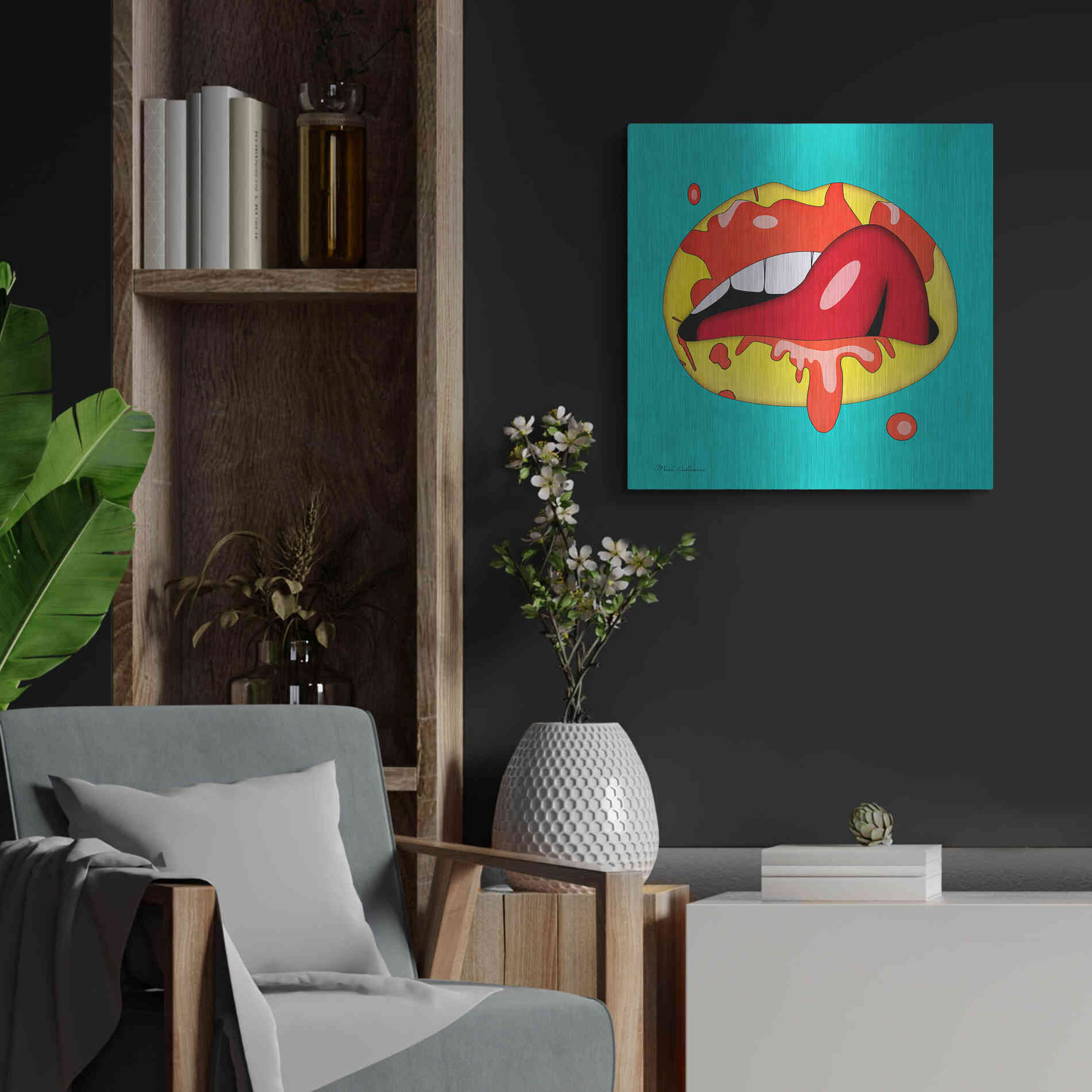 Luxe Metal Art 'Lips' by Mark Ashkenazi, Metal Wall Art,24x24