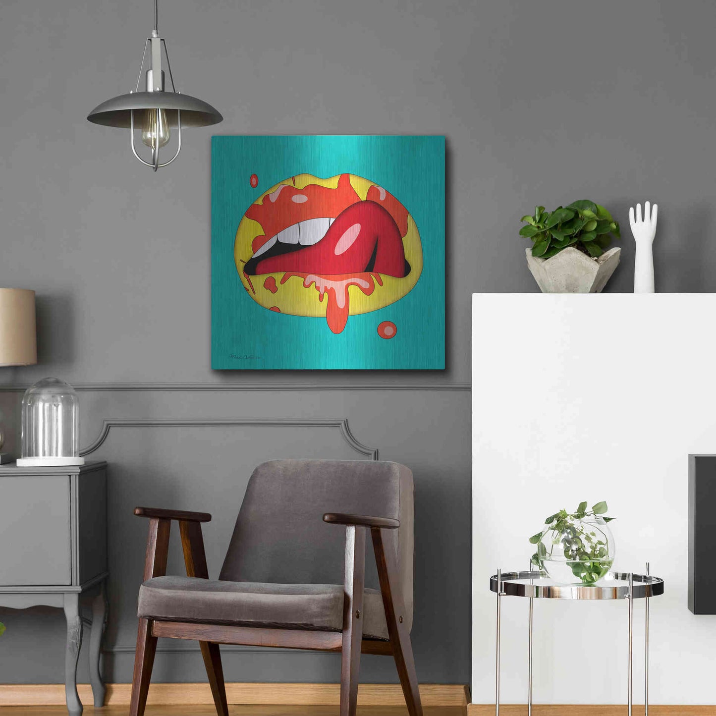 Luxe Metal Art 'Lips' by Mark Ashkenazi, Metal Wall Art,24x24