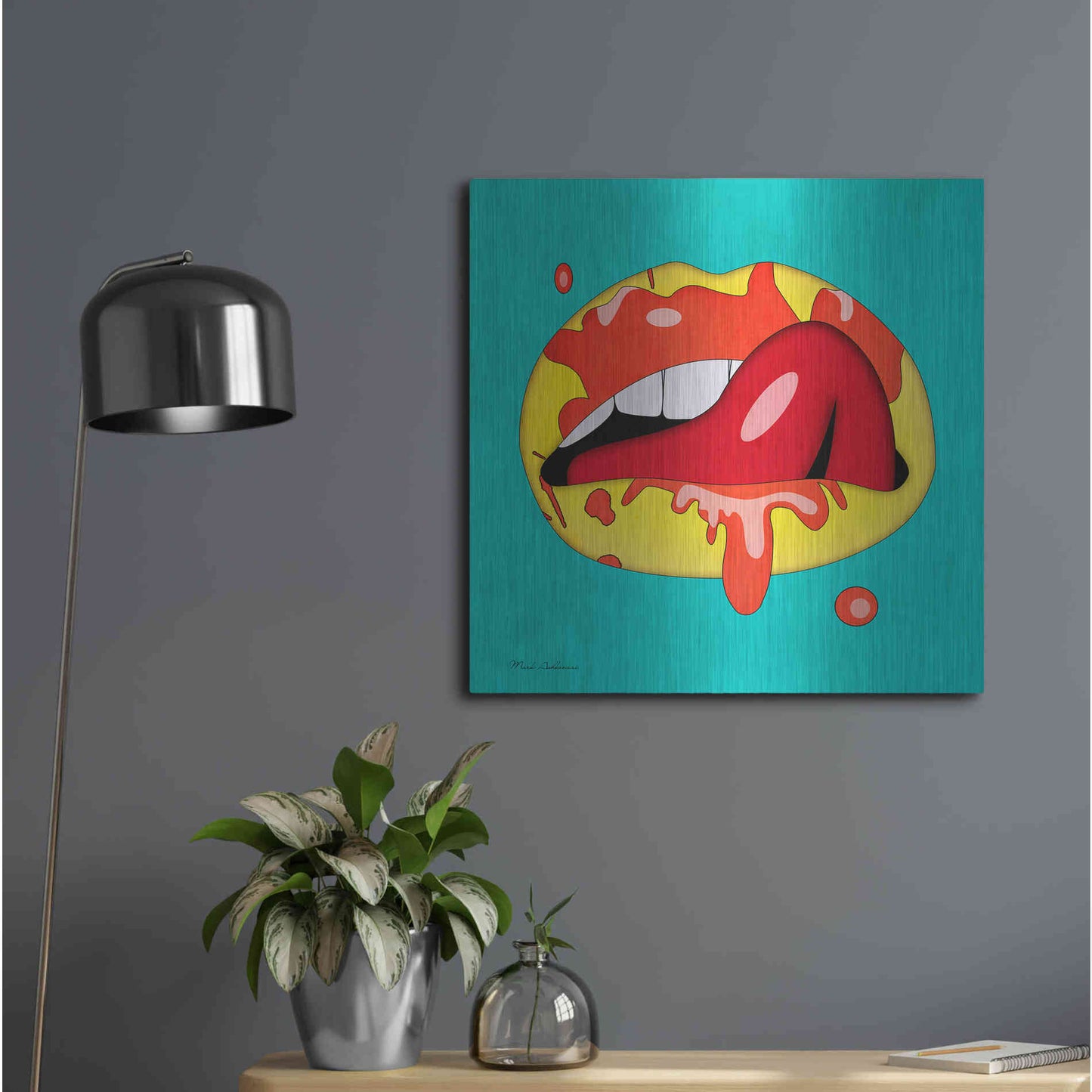 Luxe Metal Art 'Lips' by Mark Ashkenazi, Metal Wall Art,24x24