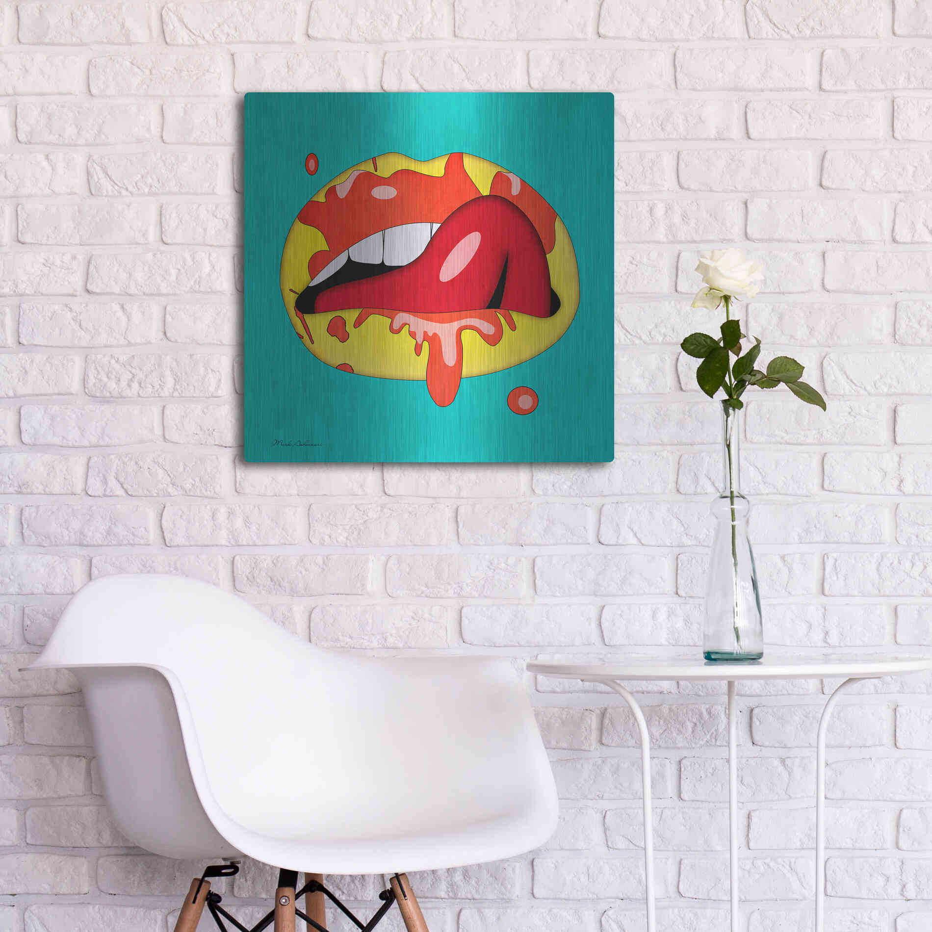 Luxe Metal Art 'Lips' by Mark Ashkenazi, Metal Wall Art,24x24