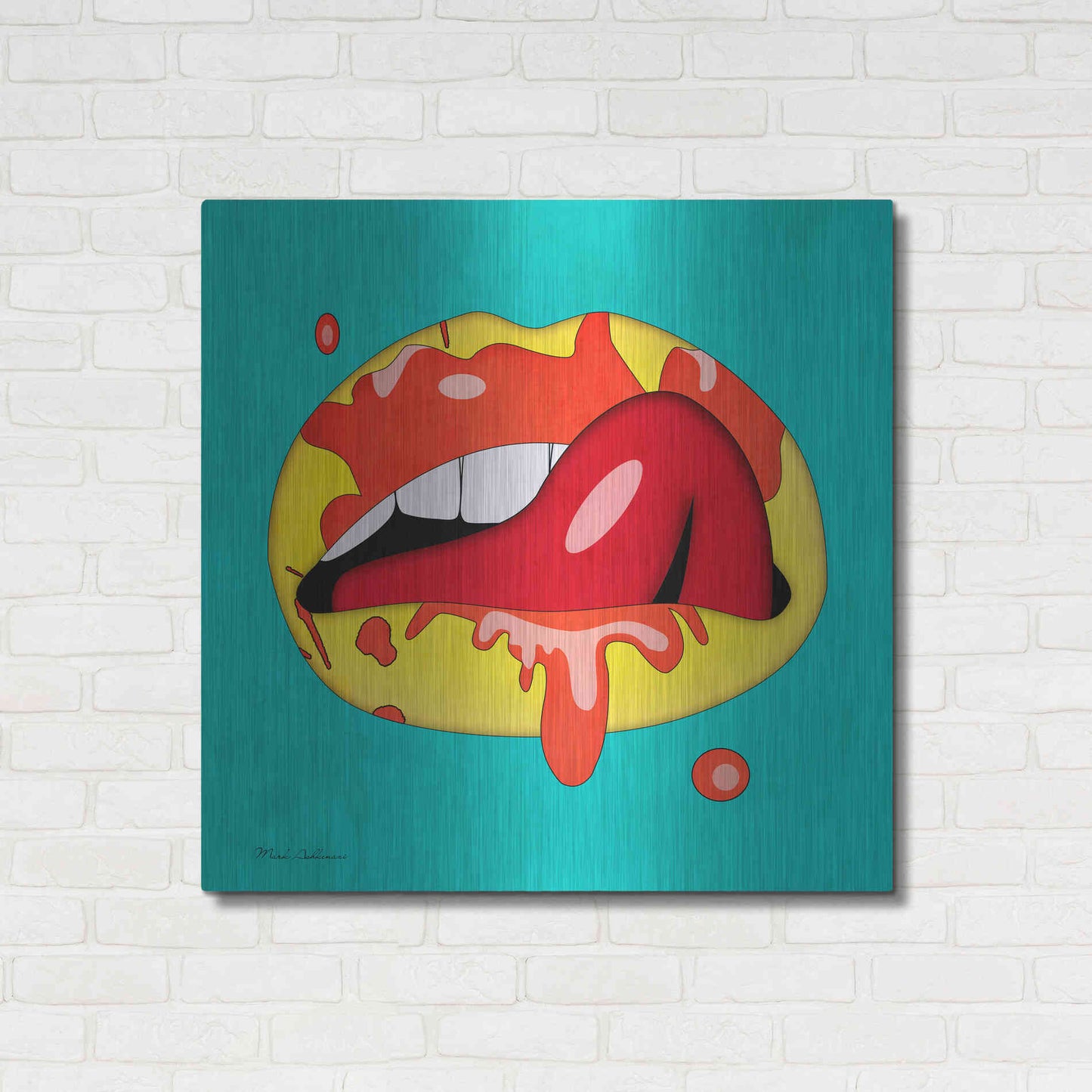 Luxe Metal Art 'Lips' by Mark Ashkenazi, Metal Wall Art,36x36