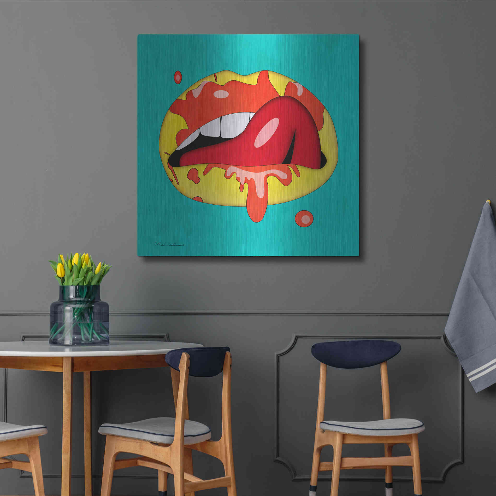 Luxe Metal Art 'Lips' by Mark Ashkenazi, Metal Wall Art,36x36